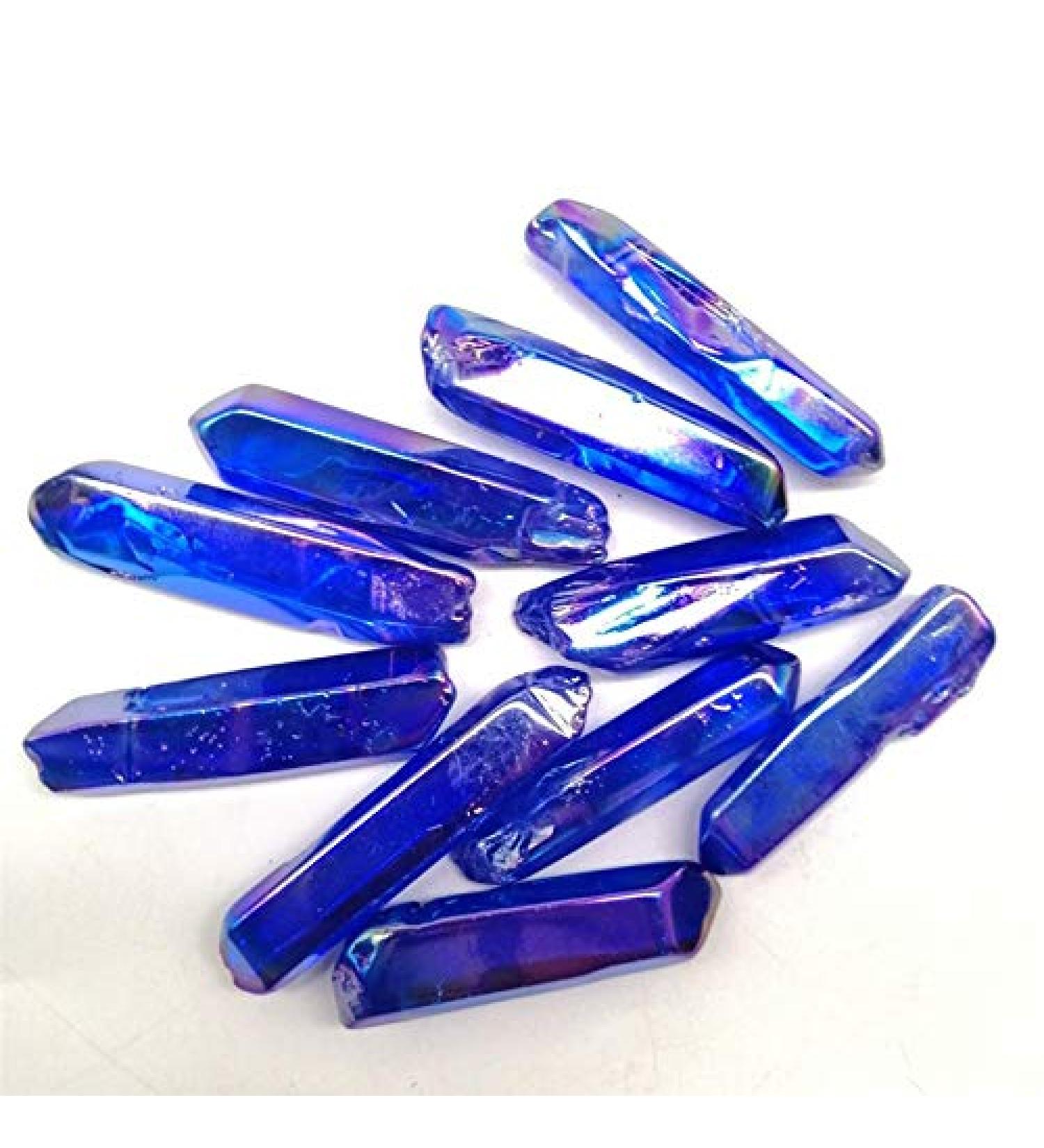 100g Blue Aura Titanium Crystal Coated Strip Quartz Rough Violet Crystal Stone Strip for Decoration Chakra Reiki Balancing - Buy Online on GoSupps.com