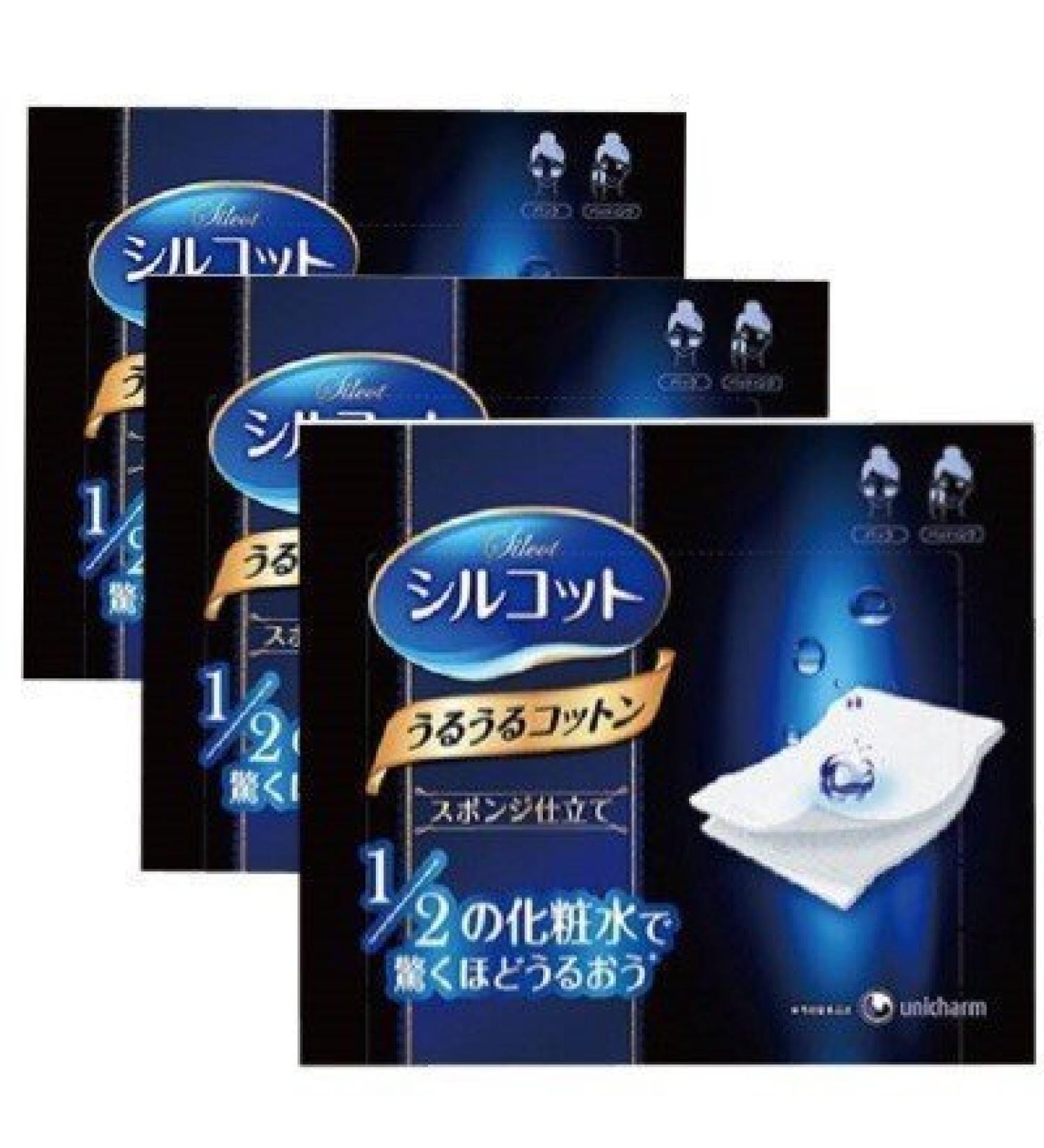 Unicharm Silcot Uruuru Sponge Facial Cotton 40 Sheets 3 Packs (3) by Unicharm