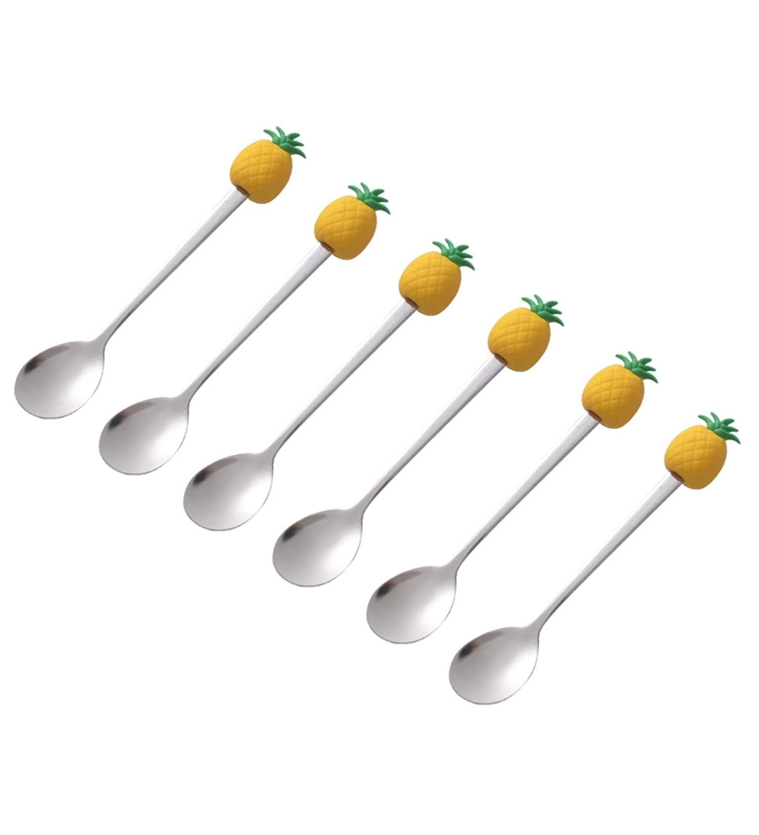Spoons Stainless Steel Fruit Spoon - Creative Tableware Dessert Spoons Sugar Ice Cream Teaspoon Set for Kitchen Dining Bar 6 Pieces Dinner Spoon (Color : D) - Buy Online on GoSupps.com