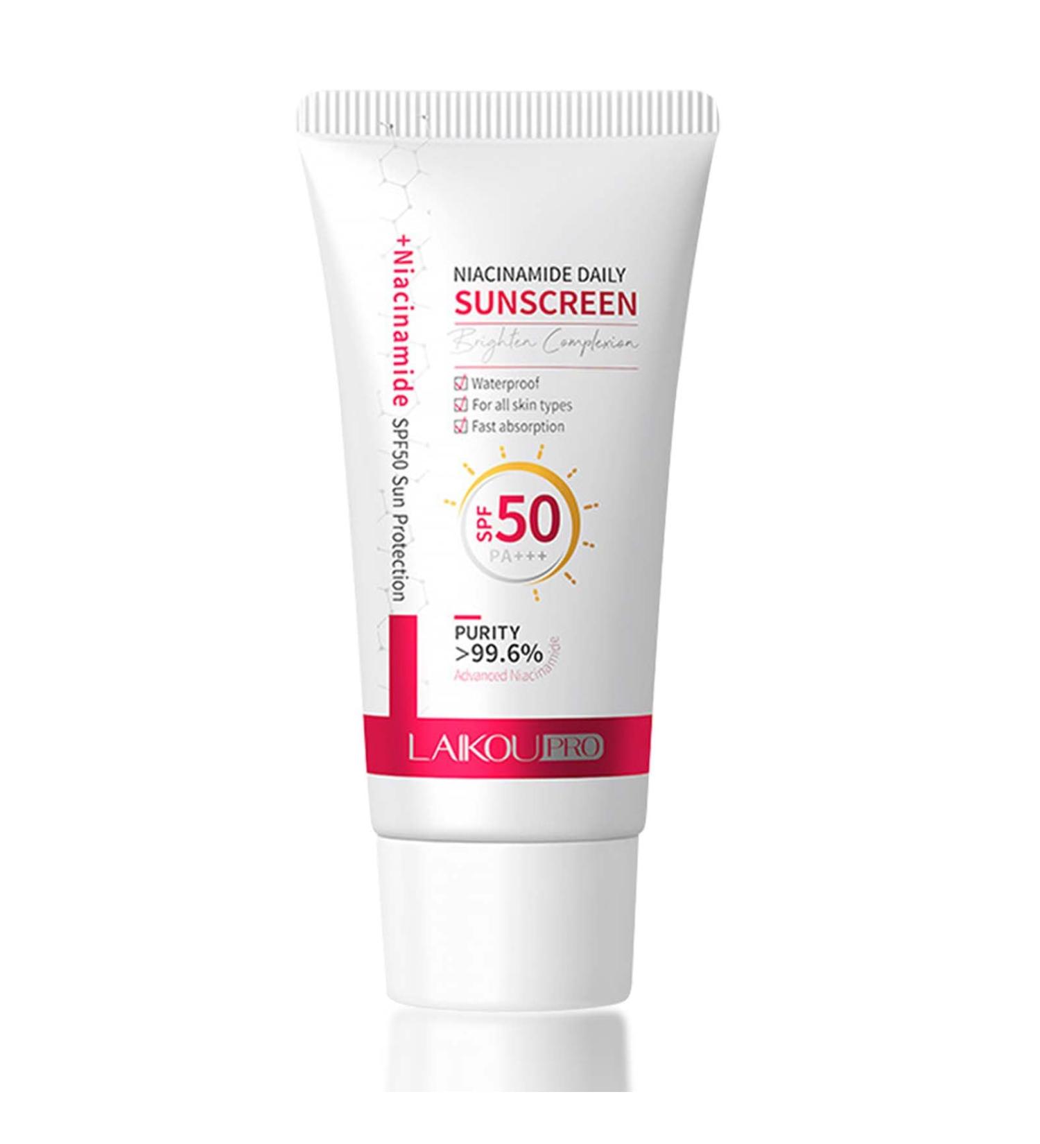 Nicotinamide Sunscreen SPF 50+ Sun Cream SPF 50+ Oil Control Face Sun Cream SPF 50 PA++++ Suncream Factor 50 for Face Waterproof Travel Sun Cream Ultra Light UVA & UVB Protetion Non-Perfumed - Buy Online on GoSupps.com