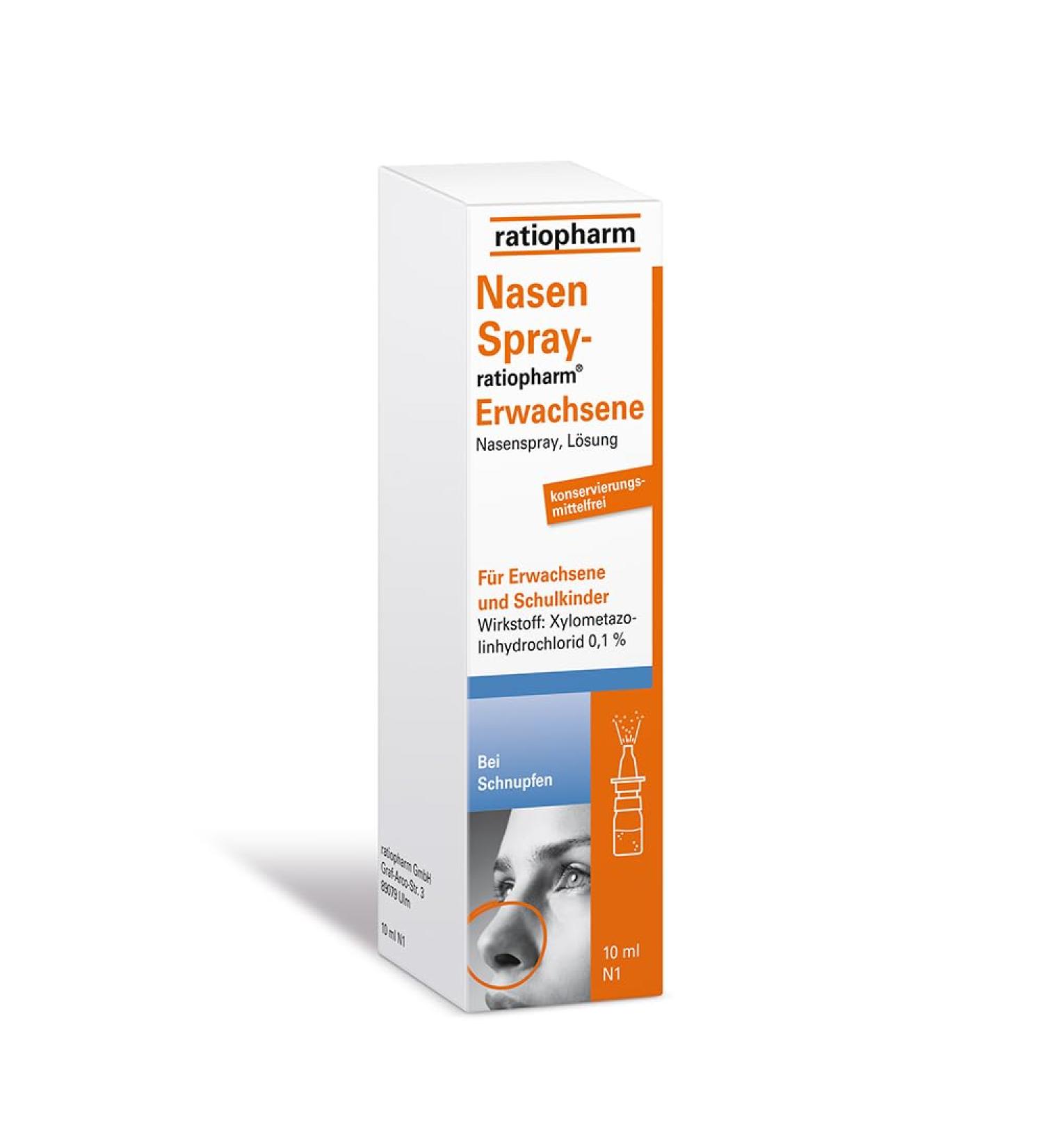 Nasal Spray Ratiopharm for Adults | Fast Relief from Nasal Congestion & Runny Nose | 10ml Pack - Buy Online on GoSupps.com