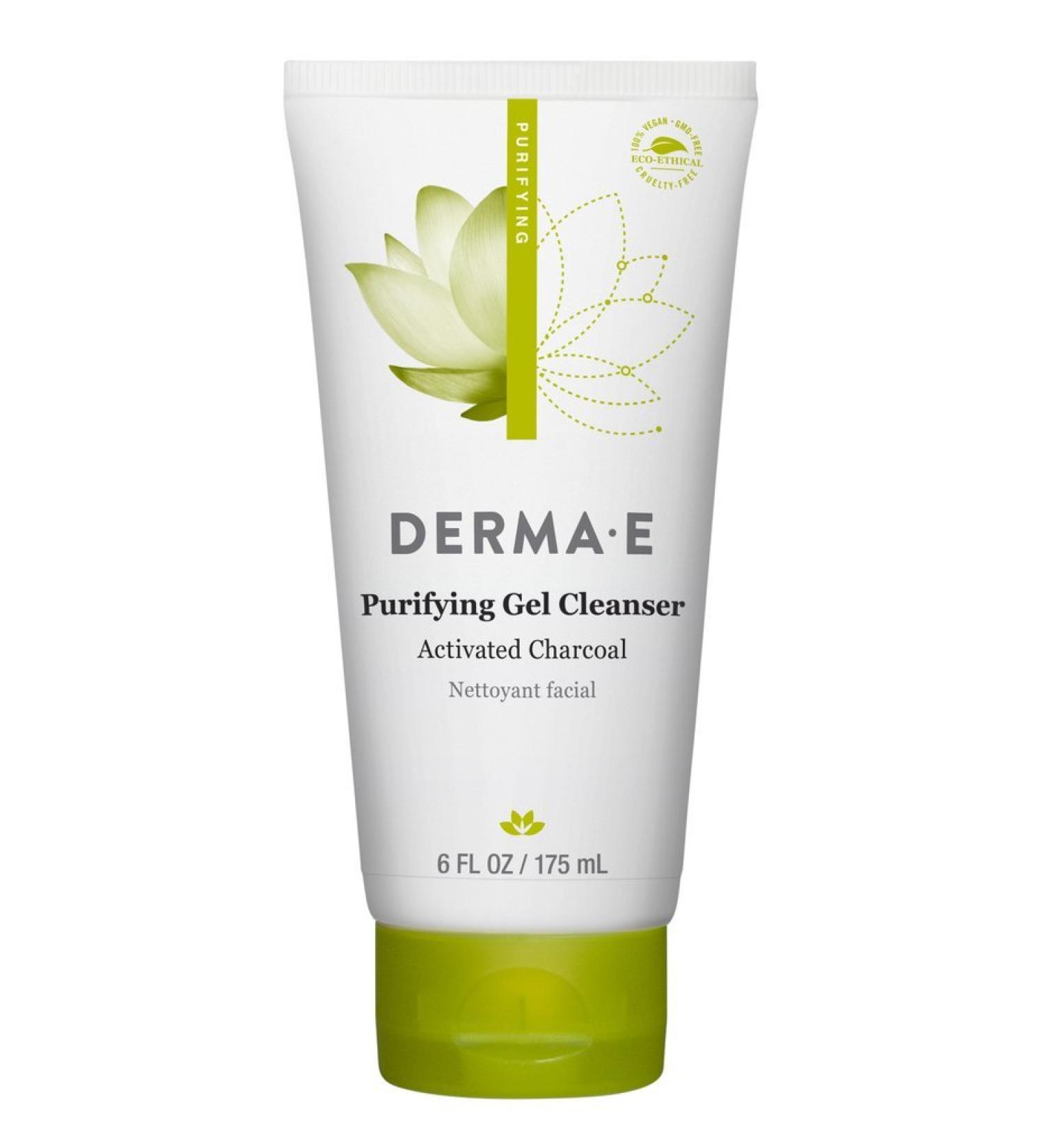 Derma E Purifying Gel Cleanser with Activated Charcoal Marine Algae & Hyaluronic Acid Face Wash Cleanses Hydrates and Nourishes 6 oz