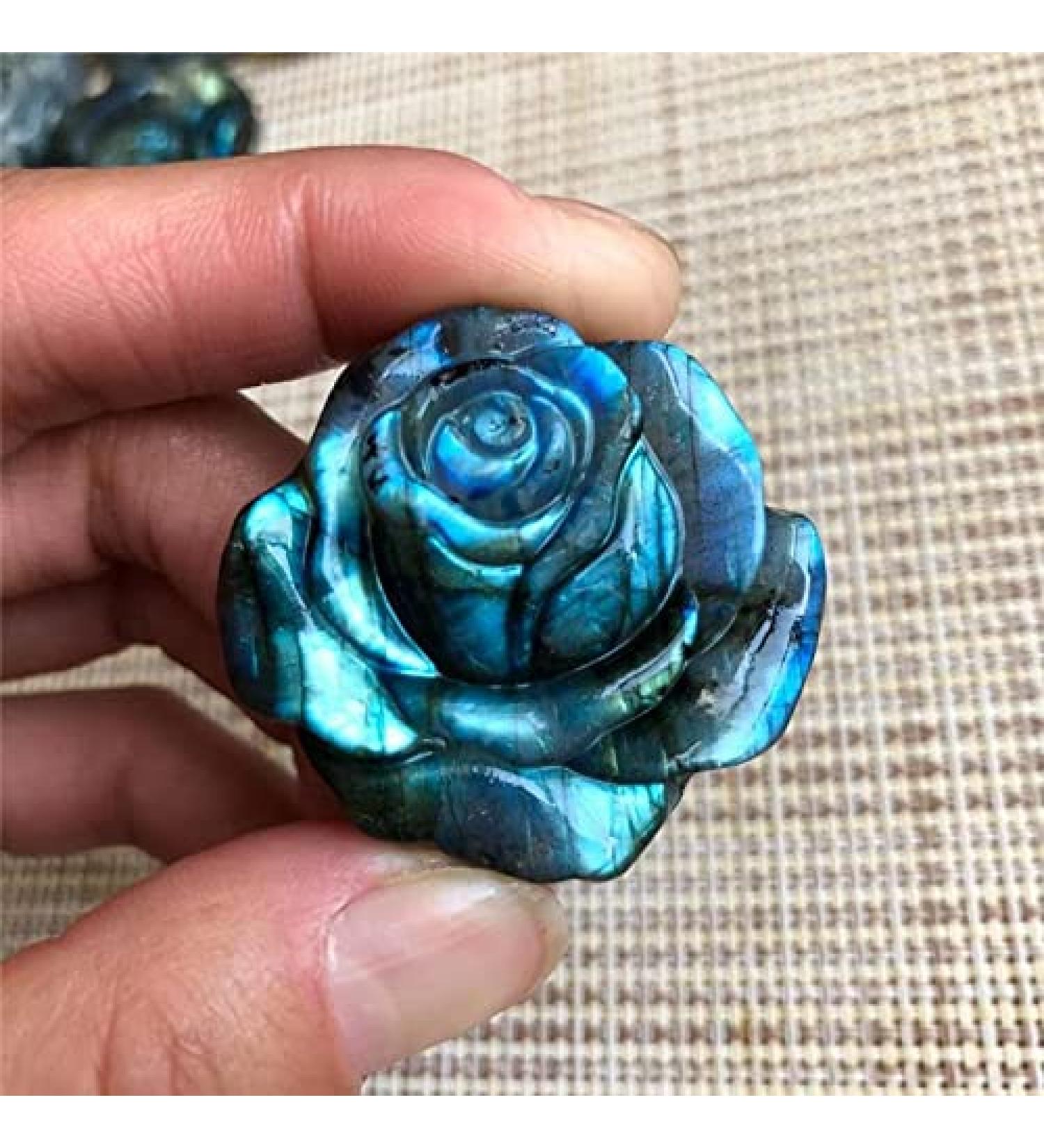 Buy Double Happy Healing Crystal Labradorite Rose Flower Necklace | Natural Hand-Carved Jewelry Gift | International Shipping - Buy Online on GoSupps.com
