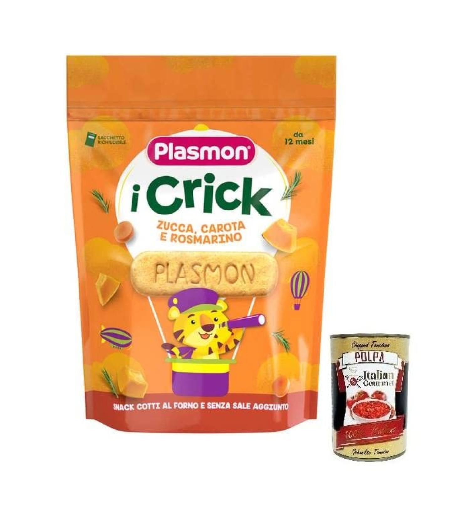  Italian Gourmet E.R. Plasmon i Crick Snacks with Pumpkin Carrot and Rosemary Flavour 100g Bag + Polpa di Pomodoro Italian Gourmet Polpa di Pomodoro 400g Box - Buy Online on GoSupps.com
