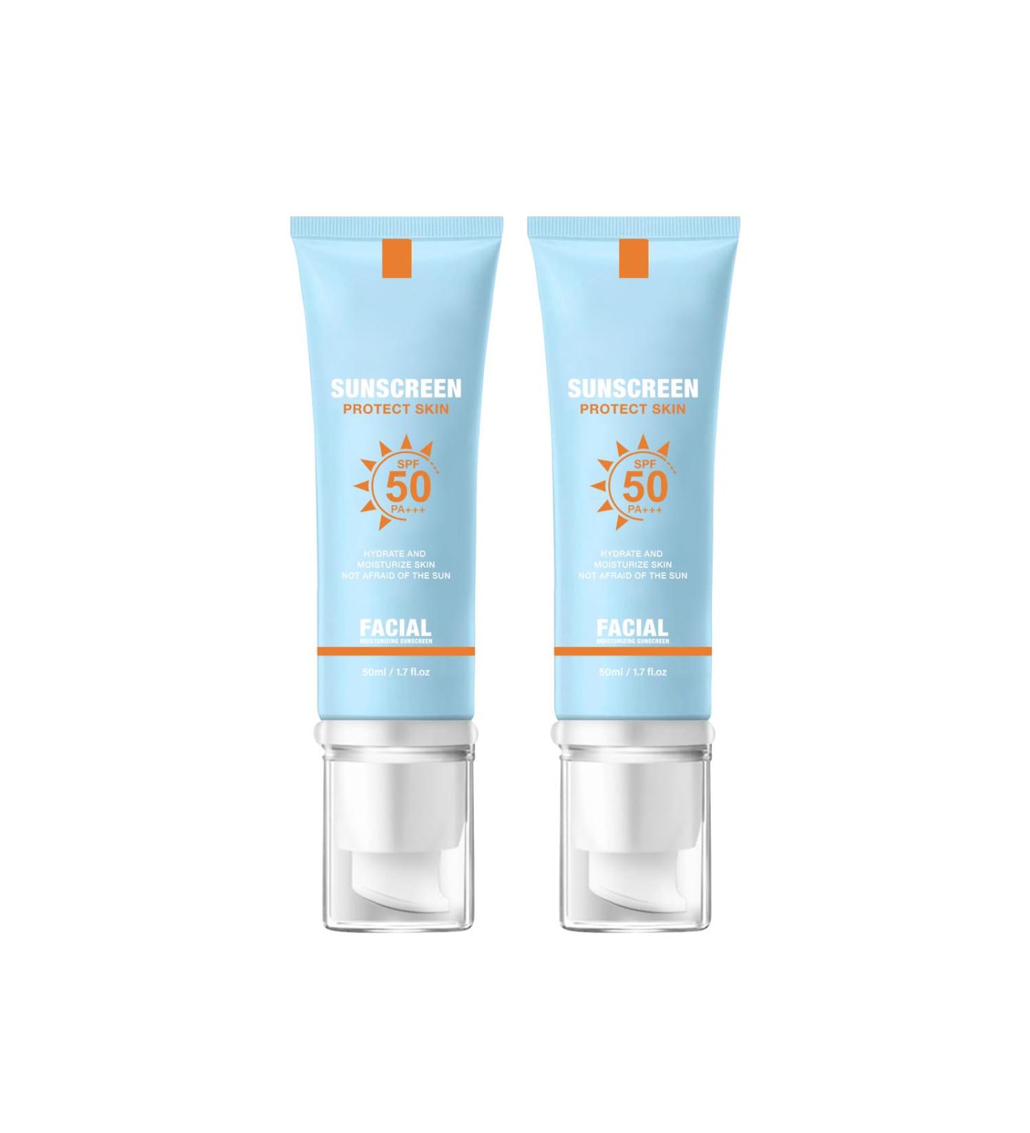 Moisturizing Sunscreen for Face SPF 50 - Travel Size Sunscreen No Sticky Refreshing Skin Care Solution for All Skin Type (2) - Buy Online on GoSupps.com