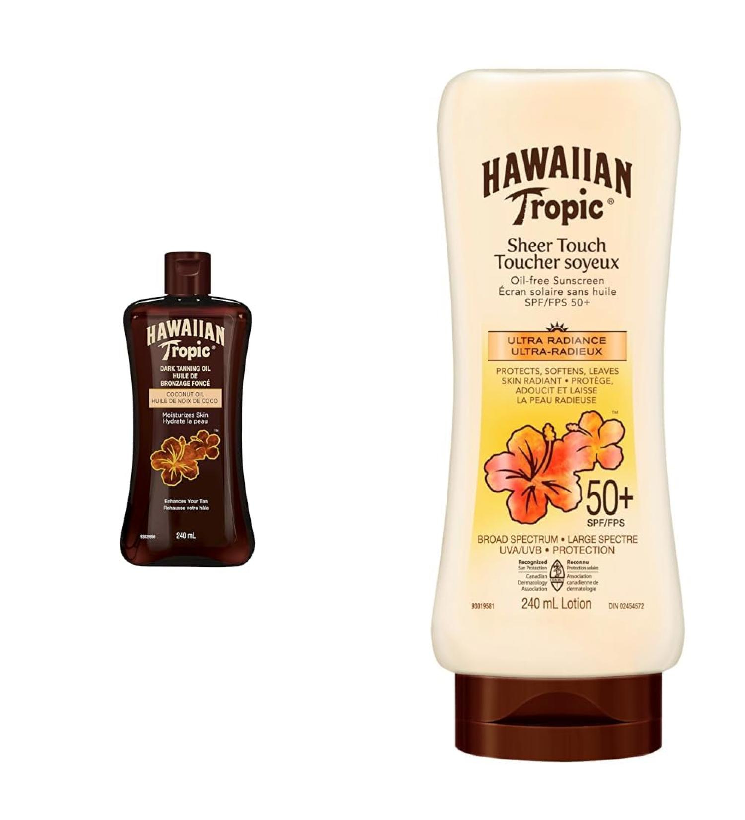 Hawaiian Tropic Moisturizing Dark Tanning Oil 240ml & Sheer Touch Sunscreen Lotion Spf 50+ 240Ml Lotion 240 Milliliters - Buy Online on GoSupps.com