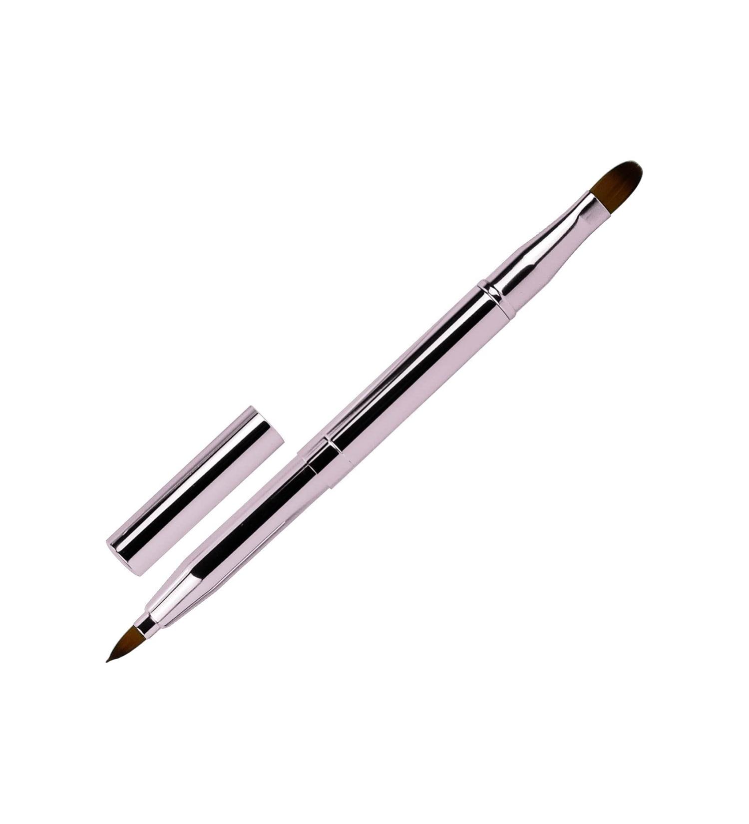 Portable Dual End Lipstick Brush with Cap - Perfect for Lip Contours & Concealer, Ideal as Christmas Gift (Pink) - Buy Online on GoSupps.com