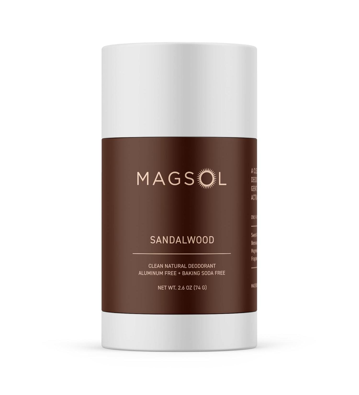 MAGSOL Natural Deodorant with Magnesium for Men & Women - Sandalwood Scent - Aluminum and Baking Soda Free - 3.2 oz - Buy Online on GoSupps.com