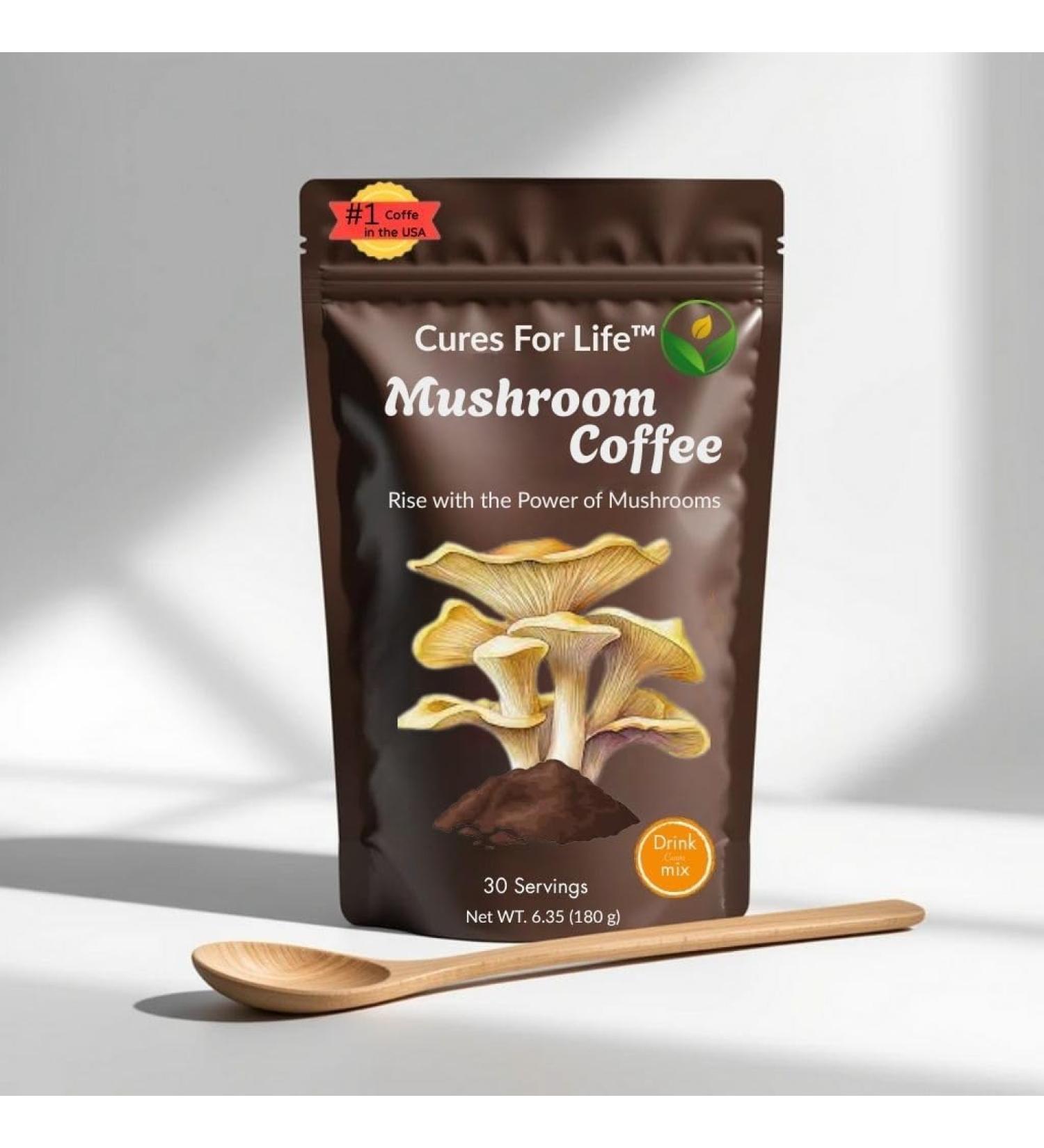 Cures For Life Mushroom Coffee USDA Organic with 6 Adaptogenic Mushrooms and MCT Oil Instant Coffee for Energy Focus Digestion & Immunity Lion s Mane Turkey Tail USA Grown 30 Servings - Buy Online on GoSupps.com
