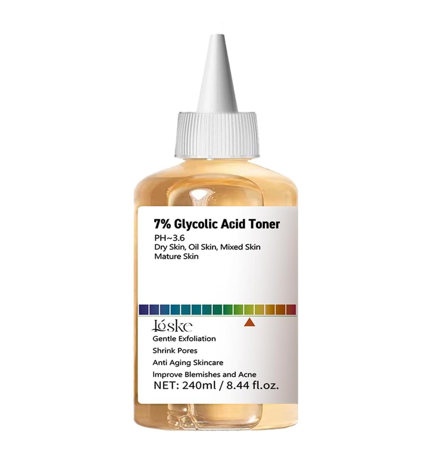 7% Glycolic Acid Face Exfoliating Toner for Clear Skin Pore Minimizer Radiant Complexion Enhancer Daily Use Gentle Formula 8.44 Fl Oz (Pack of 1)