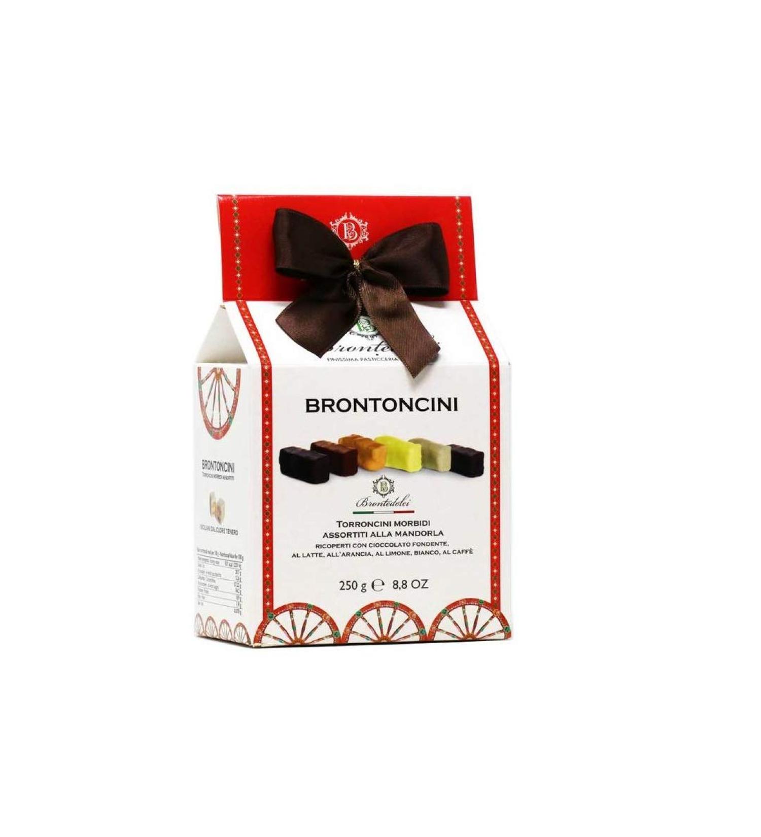 Brontedolci Brontedolci Brontoncini Torroncini Morbidi Assortiti alla Mandorla Sweet nougat with almonds Different varieties 250 g Italian product from Sicily