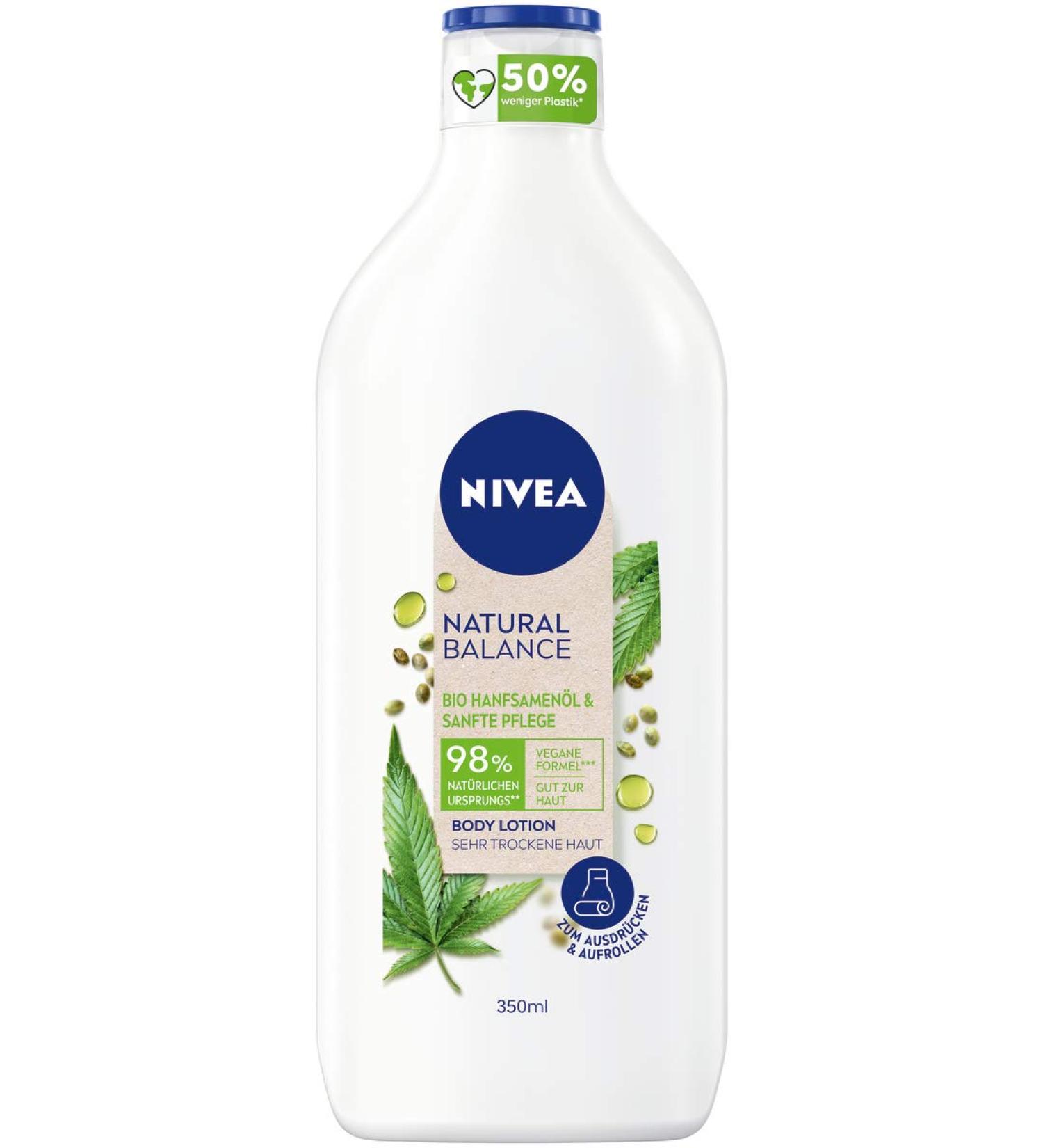 Nivea Natural Balance Organic Hemp Seed Oil & Gentle Care Body Lotion (350 ml) Moisturising Lotion Natural Skin Care for Very Dry Skin - Buy Online on GoSupps.com