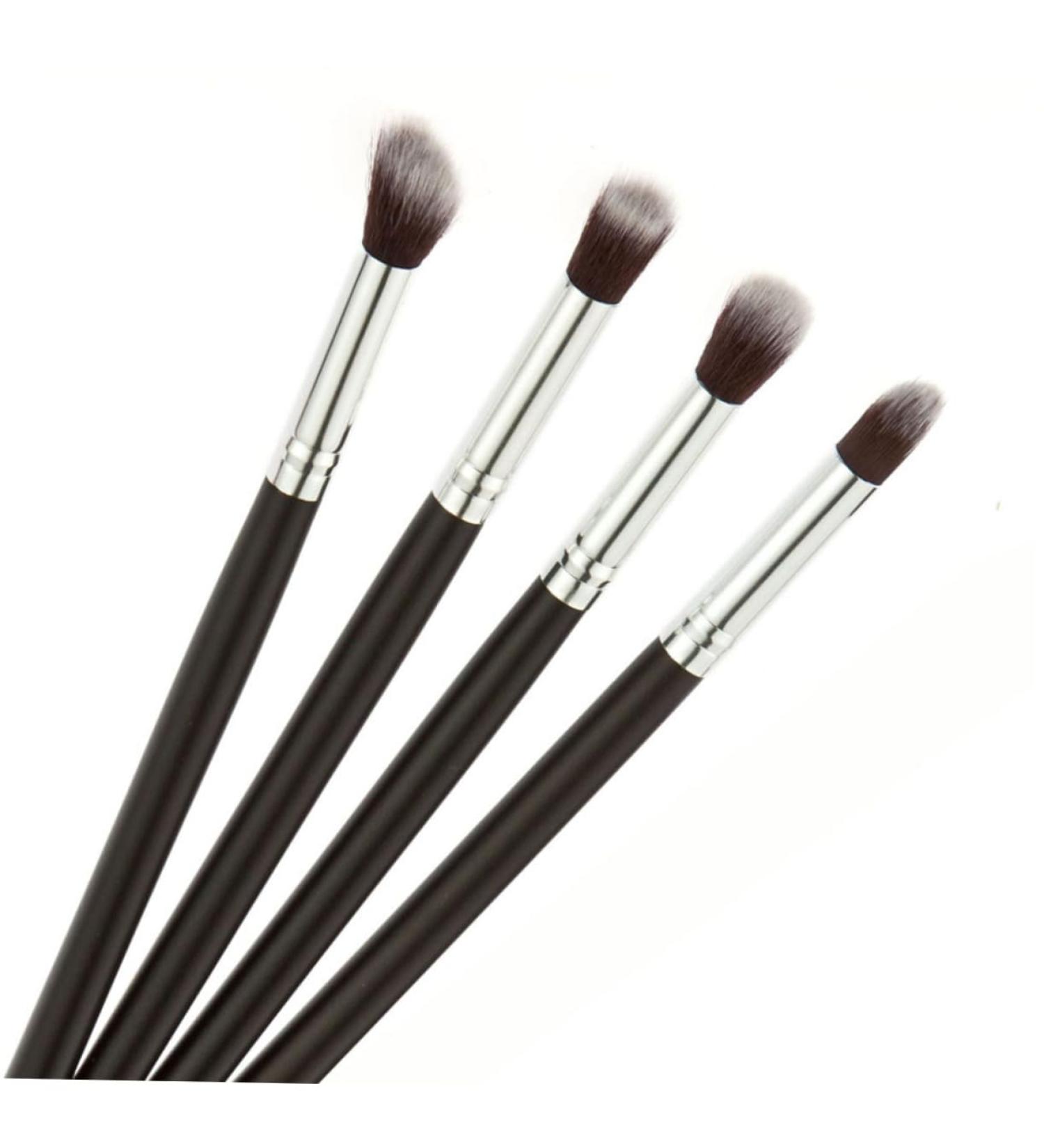 FOYTOKI 4pcs Set Eye Make-up Brush Kit Black and Silver Eye Shadow Brush Eyeshadow Brushes Makeup Tool