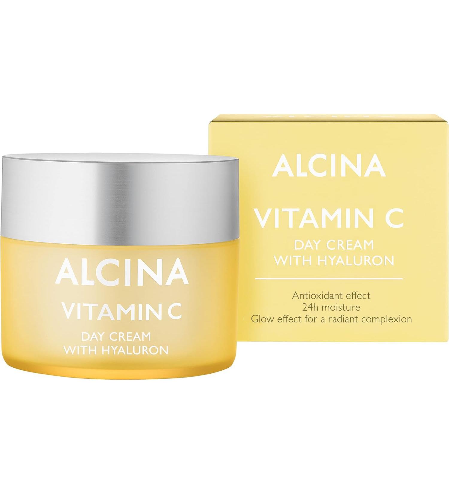 ALCINA Cr me de jour la vitamine C - 1 x 50 ml - Cr me hydratante pour le visage 24 h avec effet antioxydant contre le vieillissement pr matur de la peau et effet brillant - Avec acide hyaluronique - Buy Online on GoSupps.com