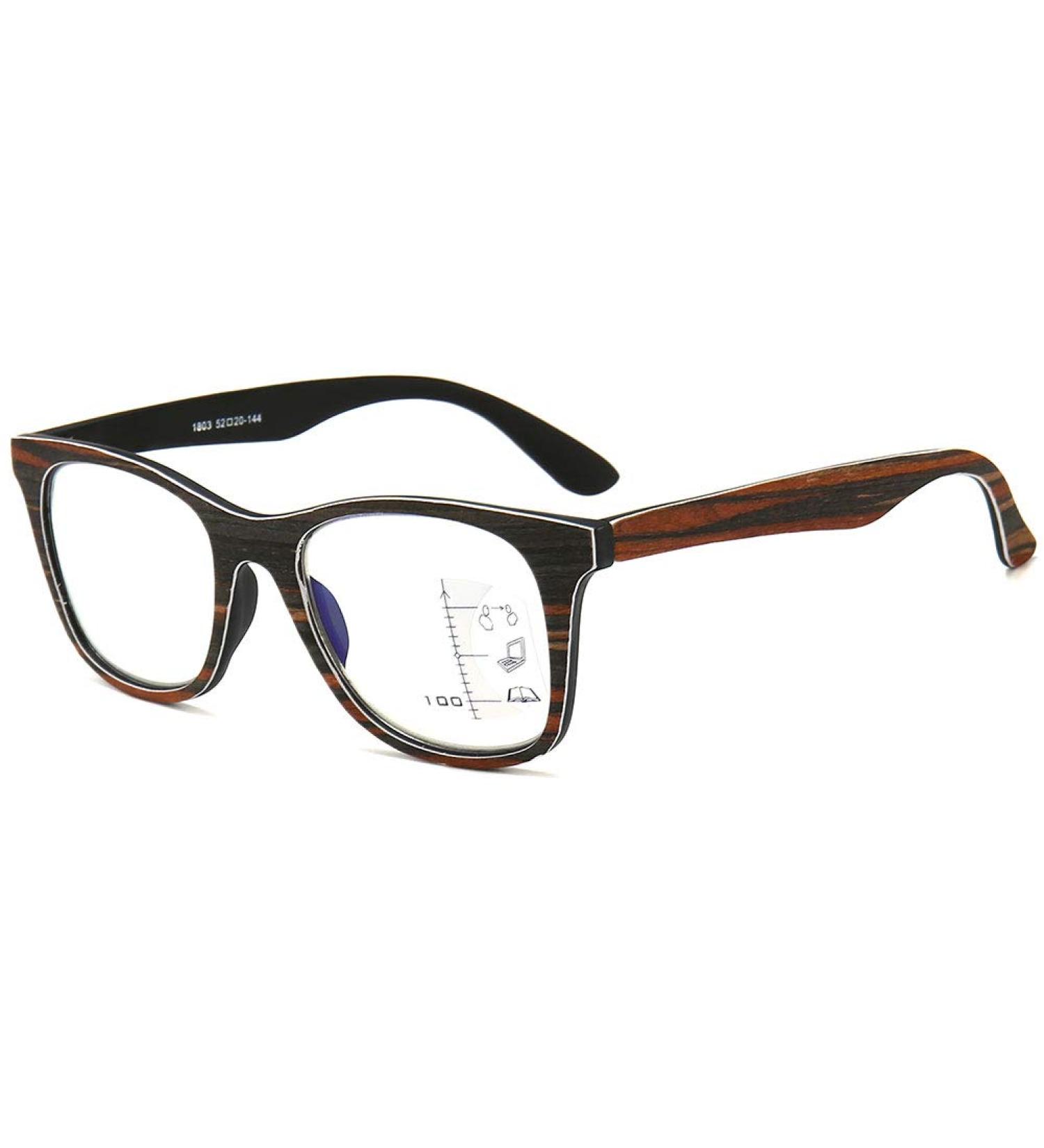 Koosufa Progressive Multifocus Reading Glasses for Men & Women - Anti-Blue Light Retro Design Wood Color Available in Multiple Strengths - Buy Online on GoSupps.com