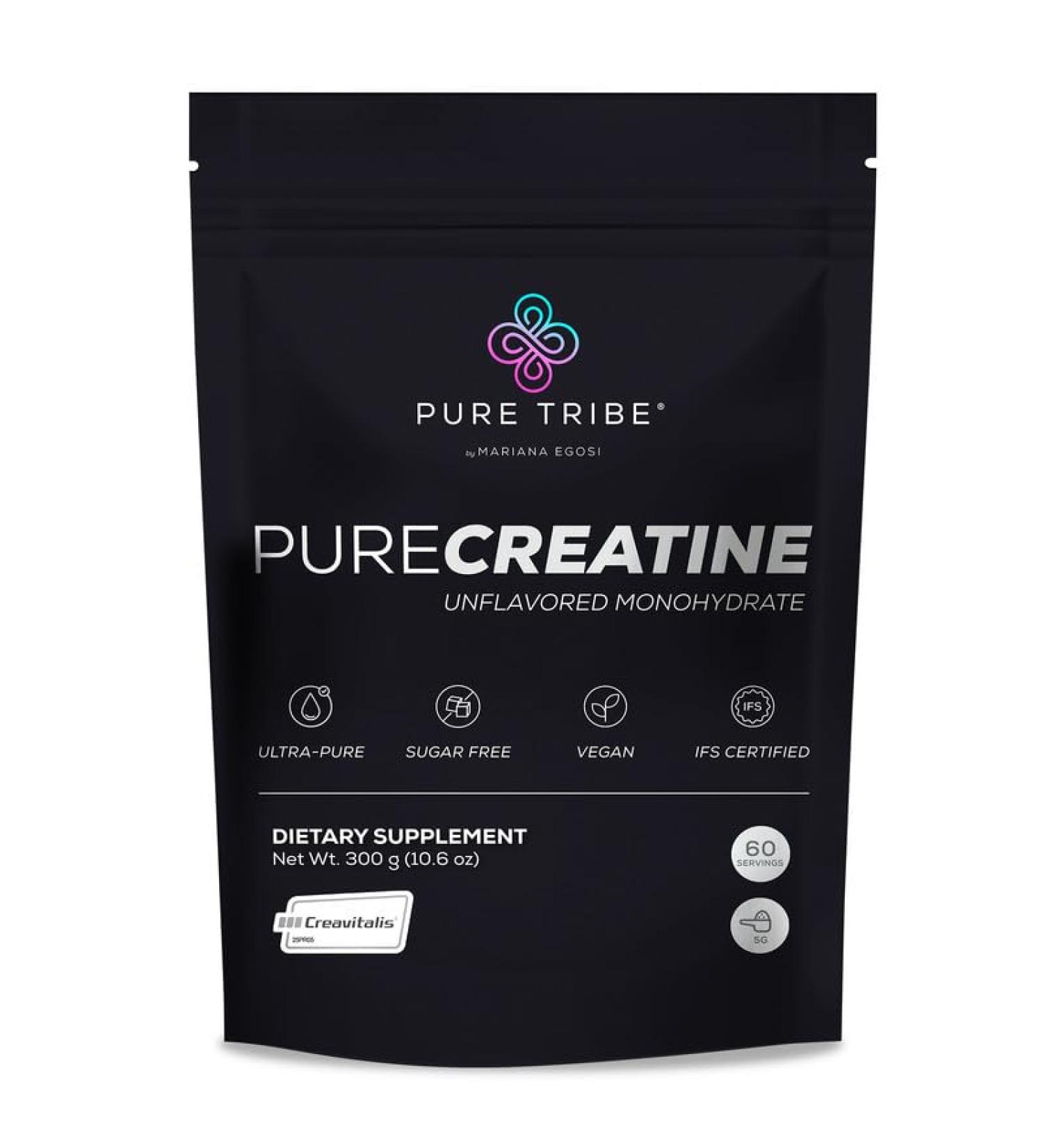 PURE TRIBE PureCreatine Micronized Creatine Monohydrate Powered by Creavitalis Unflavored Creatine Monohydrate Powder for Energy & Recovery No Bloating, Easy Digestion 5g per Scoop, 300g - Buy Online on GoSupps.com