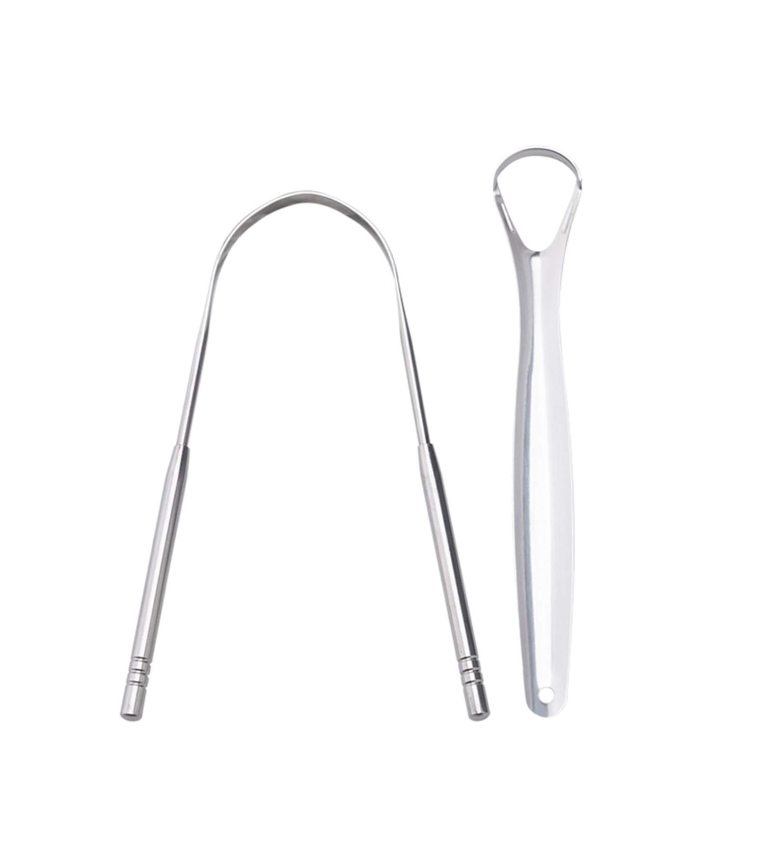 Stainless Steel Tongue Scraper 2 Pack - Bad Breath Reducing Metal Cleaners in Various Shapes - Buy Online on GoSupps.com