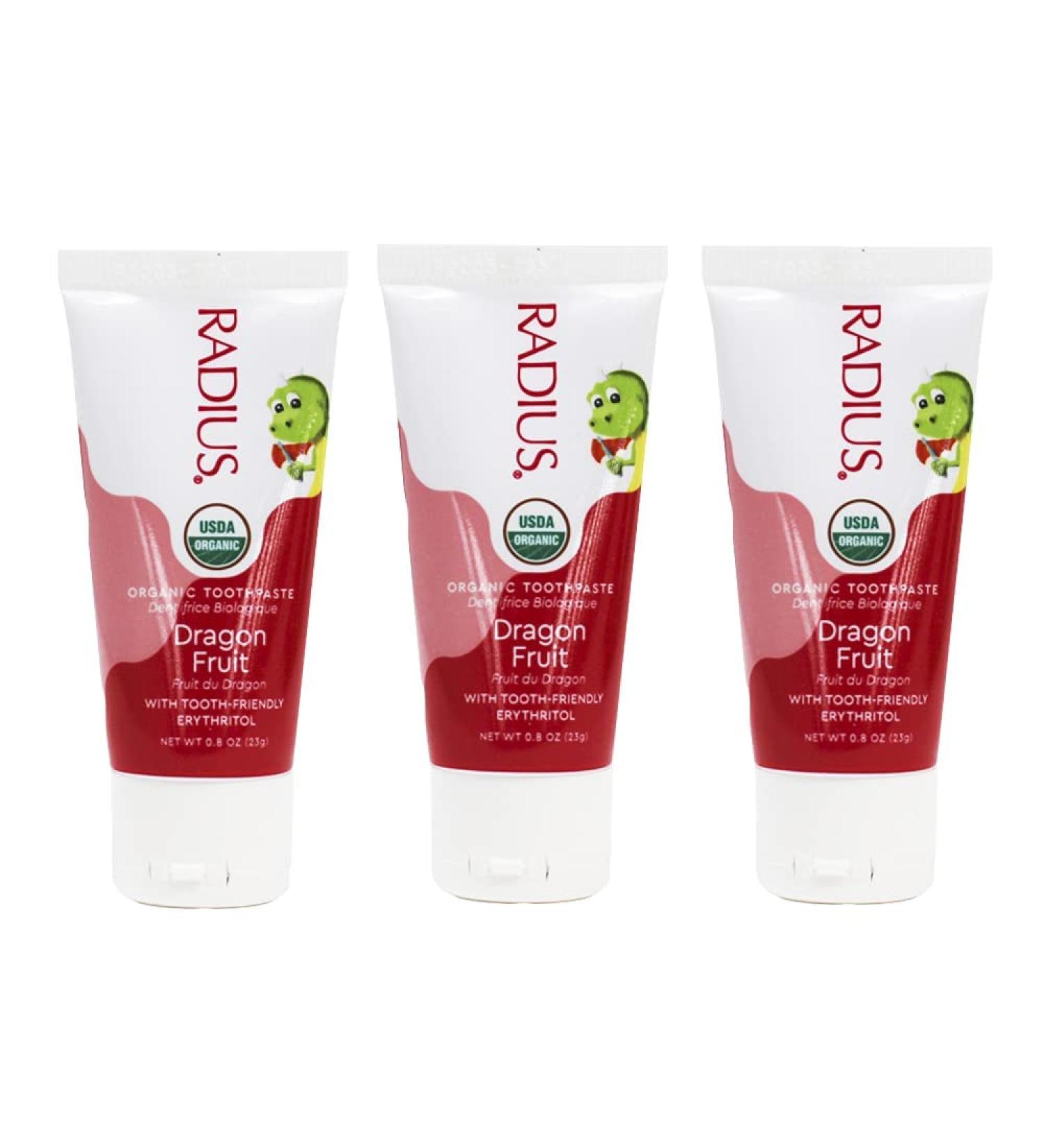 Organic Kids Toothpaste Trial Size 0.8 oz - Non-Toxic, Chemical-Free, Gluten-Free - Dragon Fruit Flavor - Pack of 3 - Buy Online on GoSupps.com