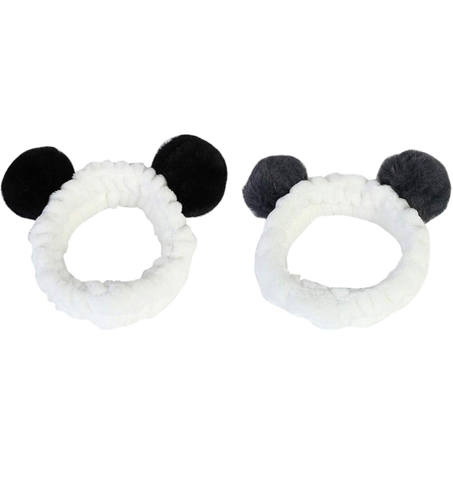 Lurrose Cute Panda Ear Headbands - 2 Pack Elastic Makeup & Spa Hair Bands for Women | Soft & Stylish Face Bands for Yoga & Sports (Black & Gray) - Buy Online on GoSupps.com