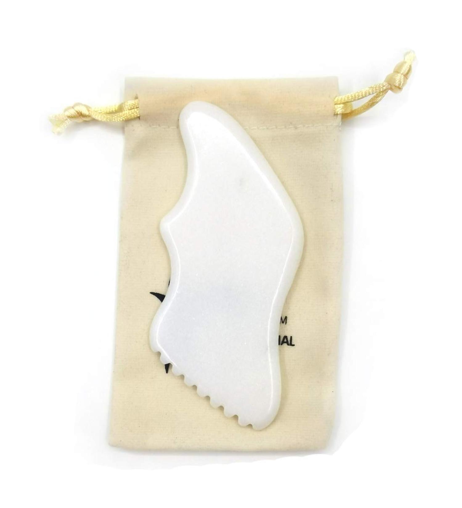 Jade Gua Sha Massage Tool | Natural Gemstone Facial Tool for Anti-Aging & Wrinkle Reduction - White 03 - Buy Online on GoSupps.com