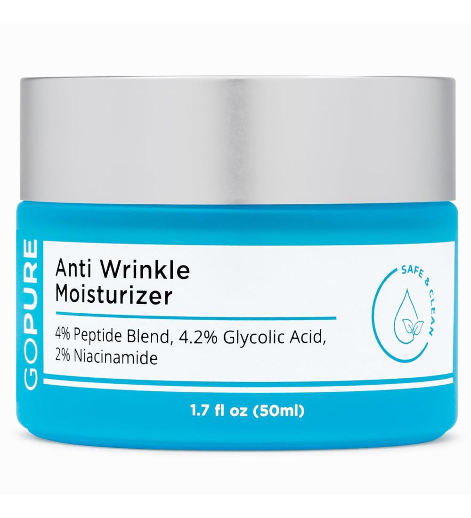 goPure Anti Wrinkle Face Moisturizer with Hyaluronic Acid & Glycolic Acid 1.7oz - Men & Women Night Cream - Buy Online on GoSupps.com