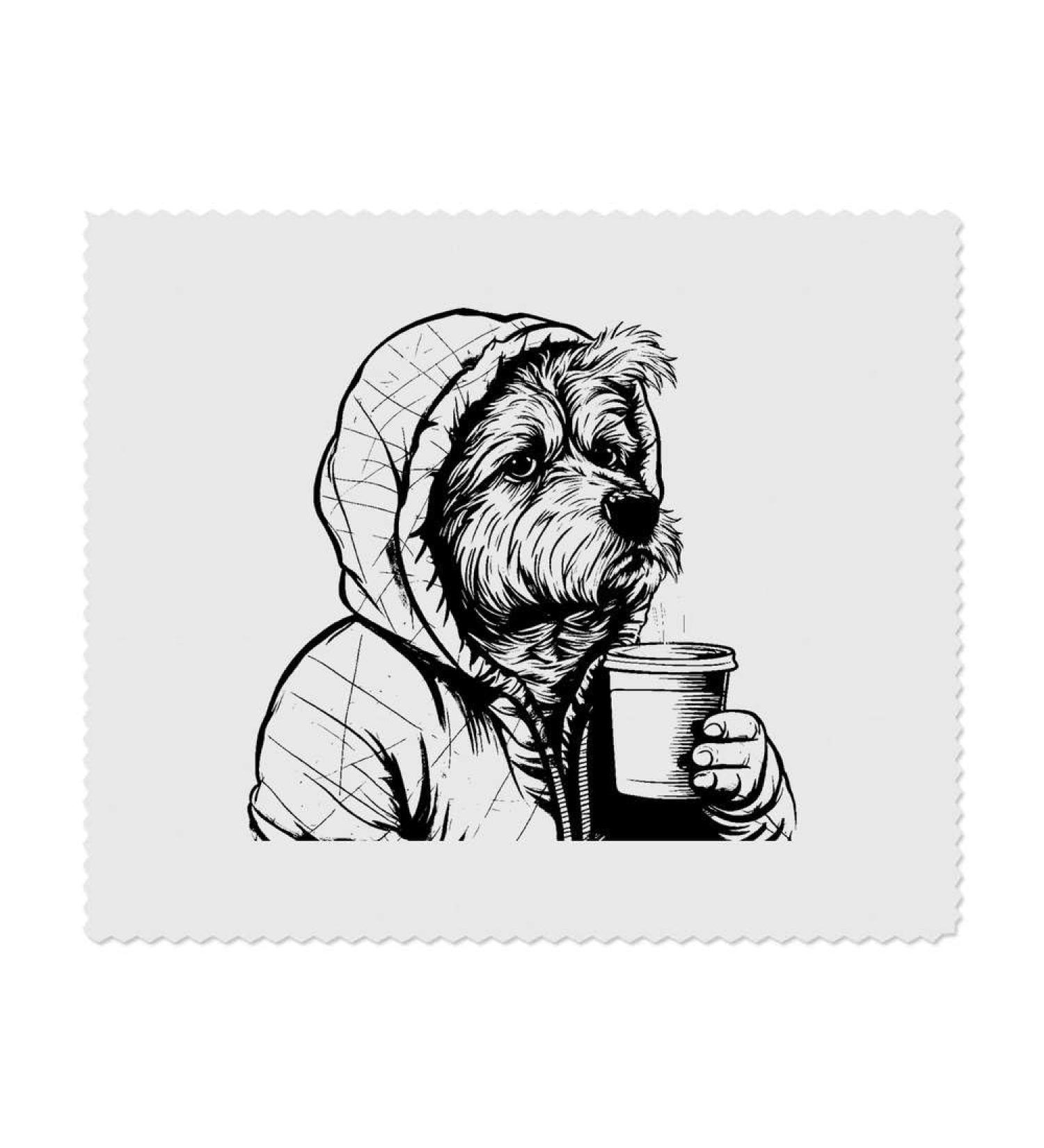 Azeeda Microfiber Cleaning Cloths for Eyeglasses - Dog in Hoodie with Coffee - 2 Pack Perfect for Glasses Care International Shipping Available - Buy Online on GoSupps.com