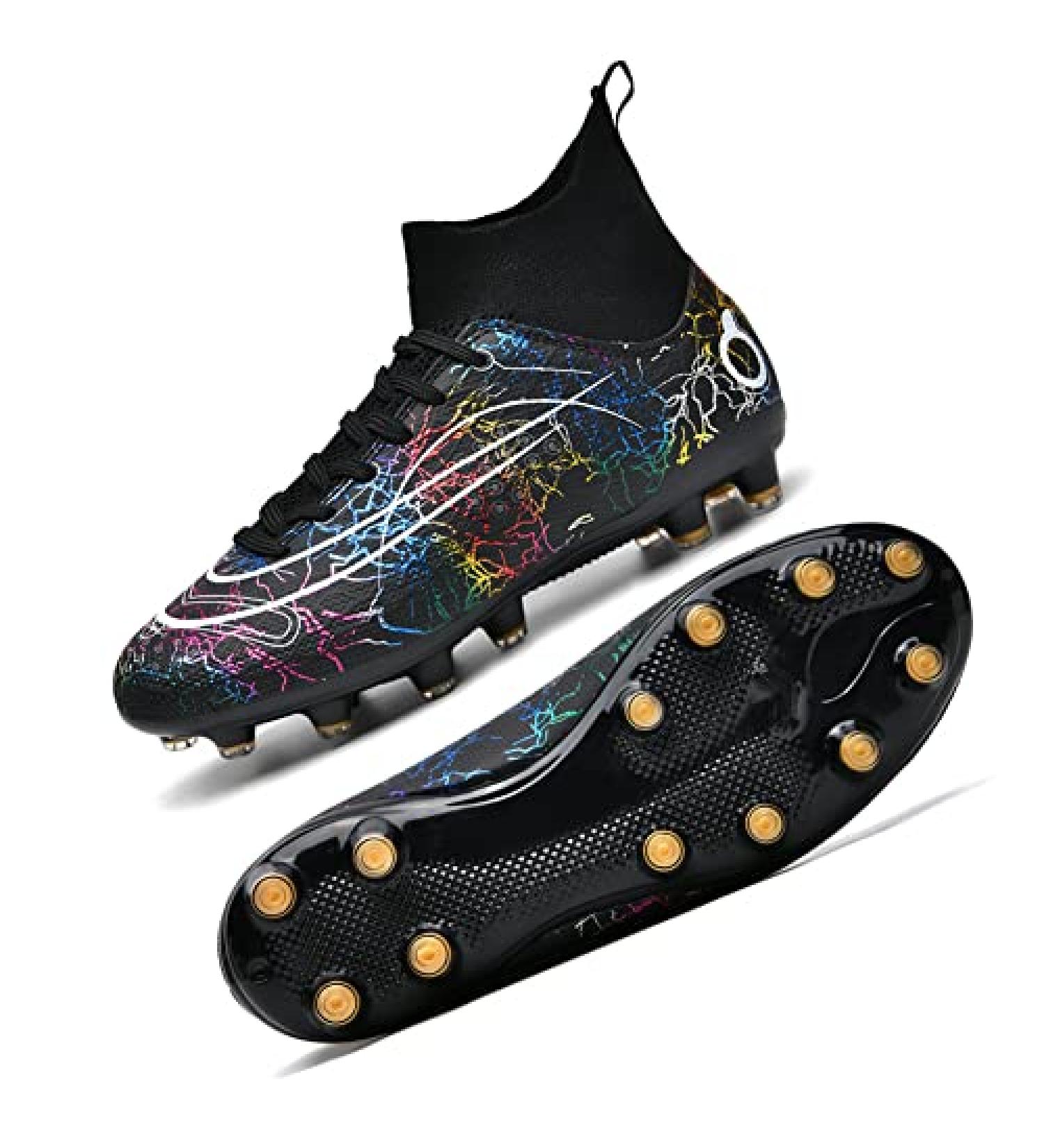 Dennger High-Top Soccer Cleats AG Spike Shoes - Unisex Size 10 Women/8.5 Men - Black - Buy Online on GoSupps.com