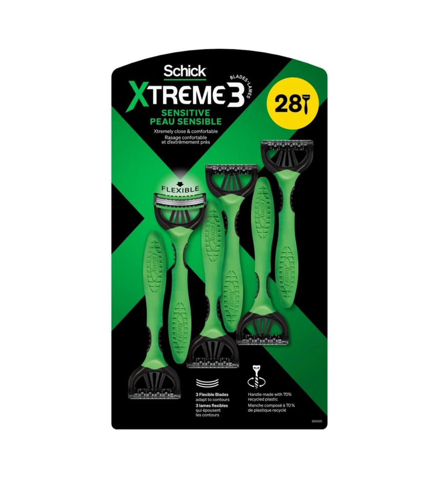 Schick Xtreme 3 Sensitive Skin Original Disposable Razors for Men 28 Count - Buy Online on GoSupps.com