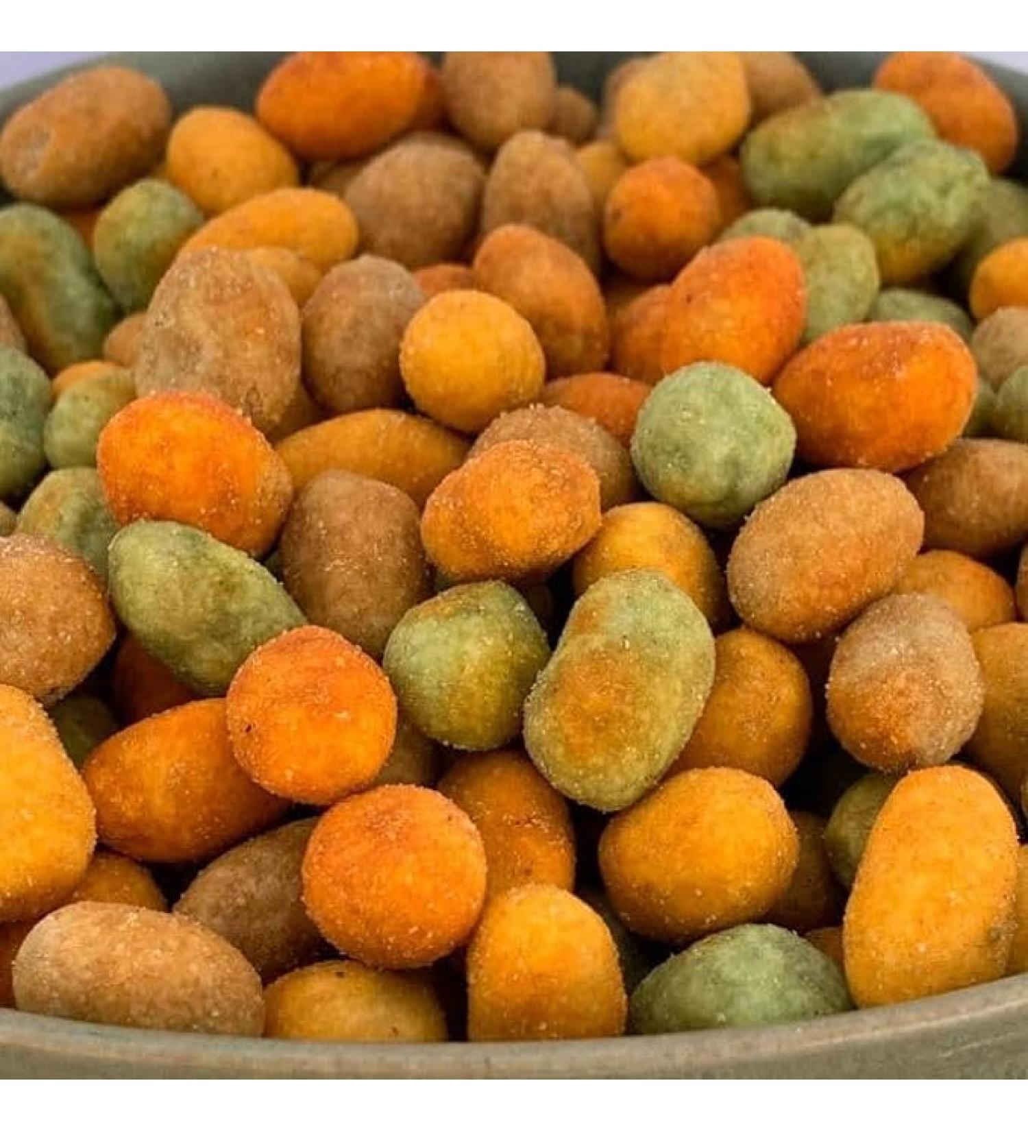 NULTHY - Mix de Cacahu tes - Noix aux Quatre Saveurs - Explosion de Saveurs - BBQ Paprika Fromage-Oignon et Wasabi - Vegan - 1 Kg