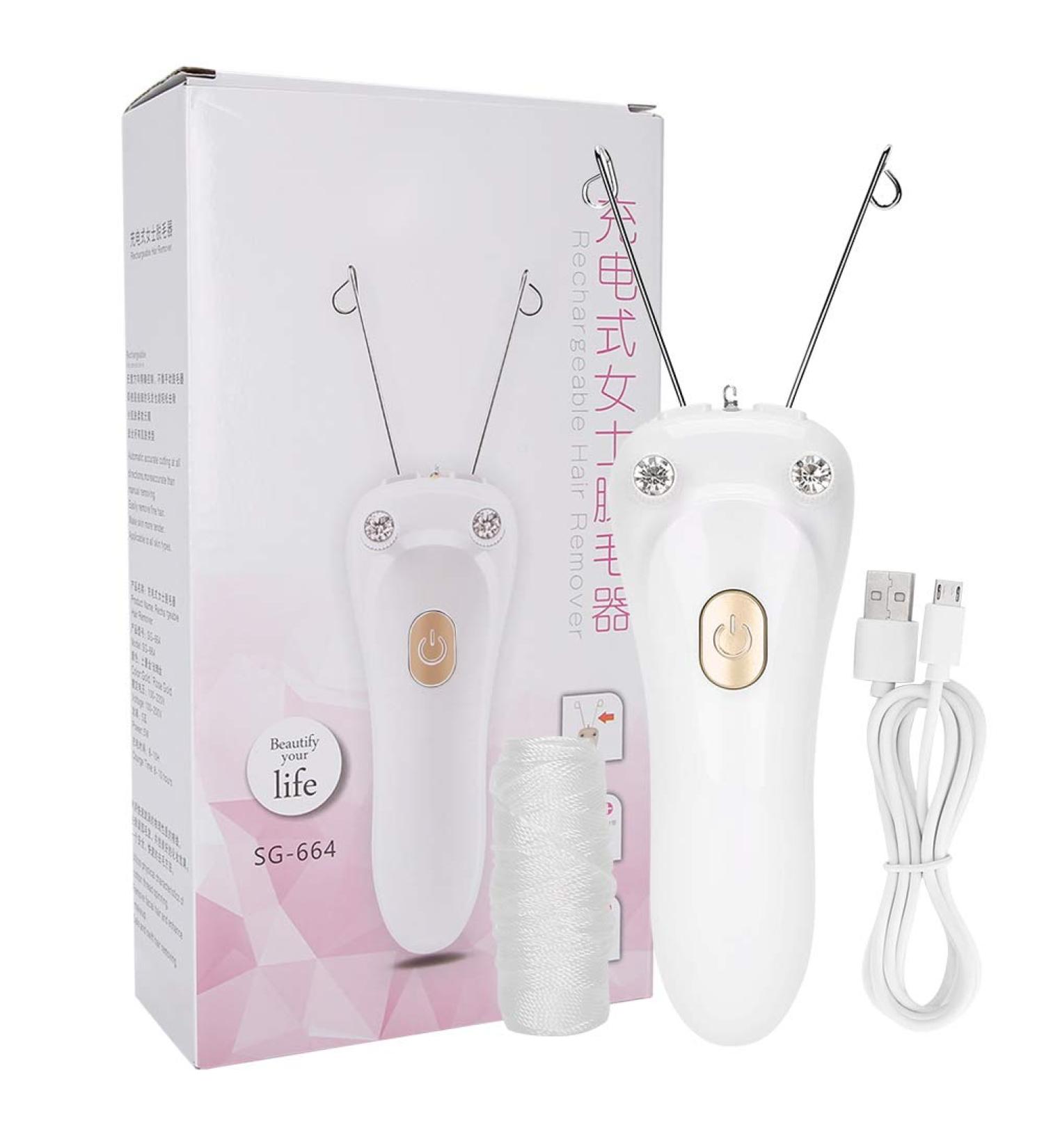 Buy Electric Thread Epilator - Painless Hair Remover for Women | USB Charged Gold Face & Body Hair Removal - Buy Online on GoSupps.com