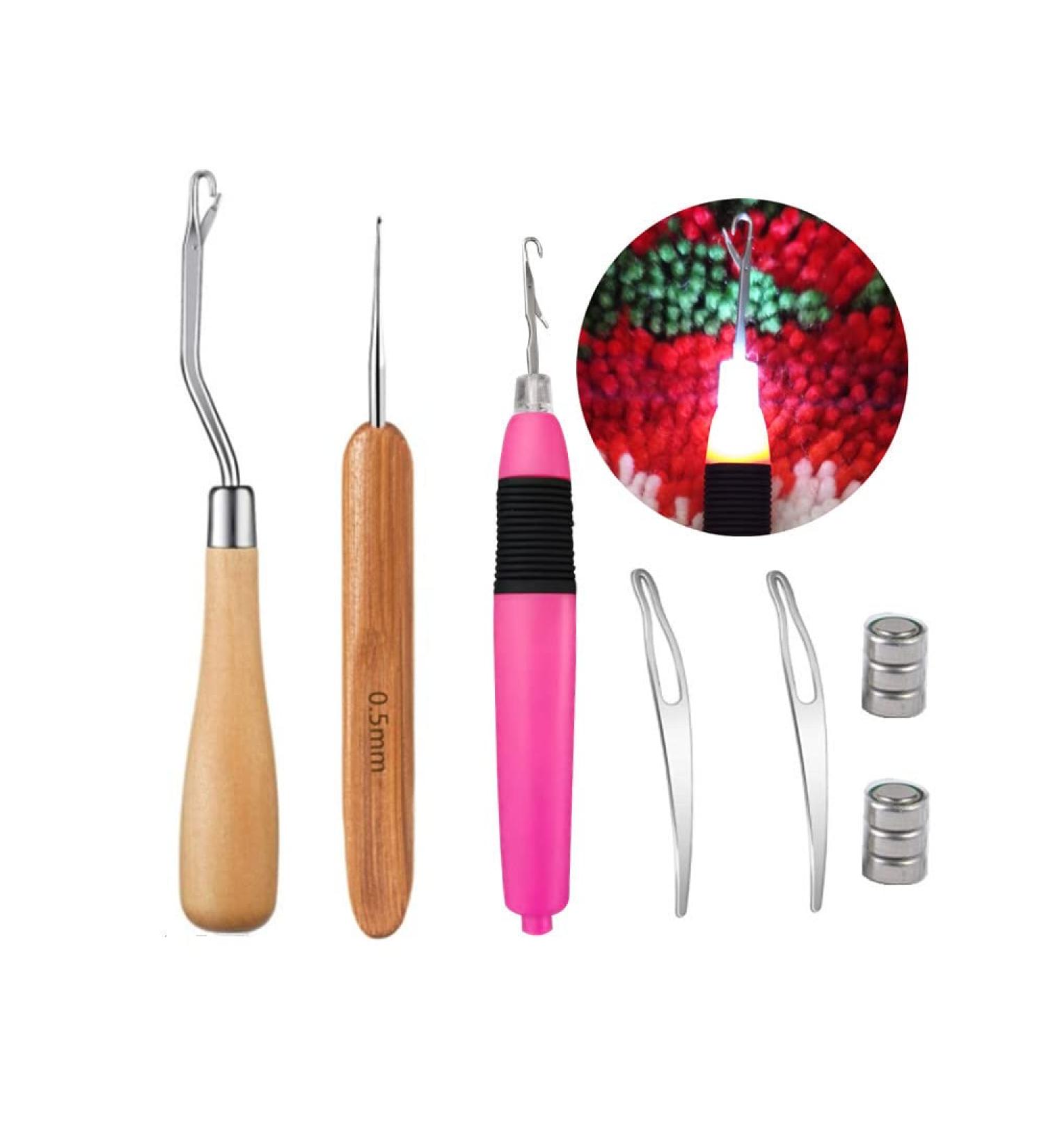 7-Piece Latch Crochet Hooks Tool Set with Light | Dreadlocks Needle for Braiding Crafts - Buy Online on GoSupps.com