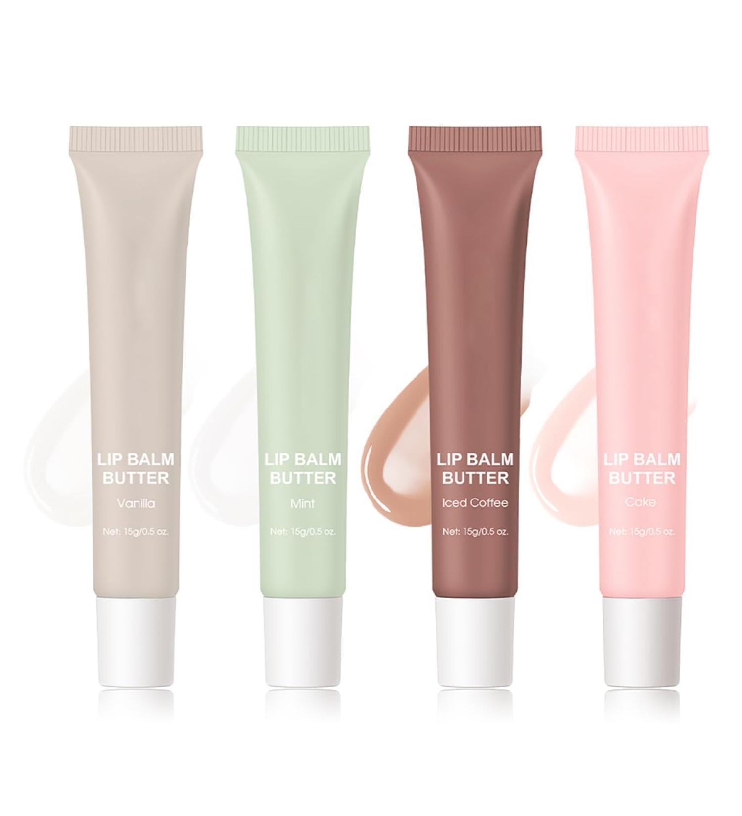 4 Flavors Butter Lip Balm Set Nourishing And Hydrating Lip Gloss Long-Lasting Moisturizing Non-Sticky Lip Tint Soothes And Softens Dry Lips Natural Ingredient Lip Care (4 Flavors) - Buy Online on GoSupps.com