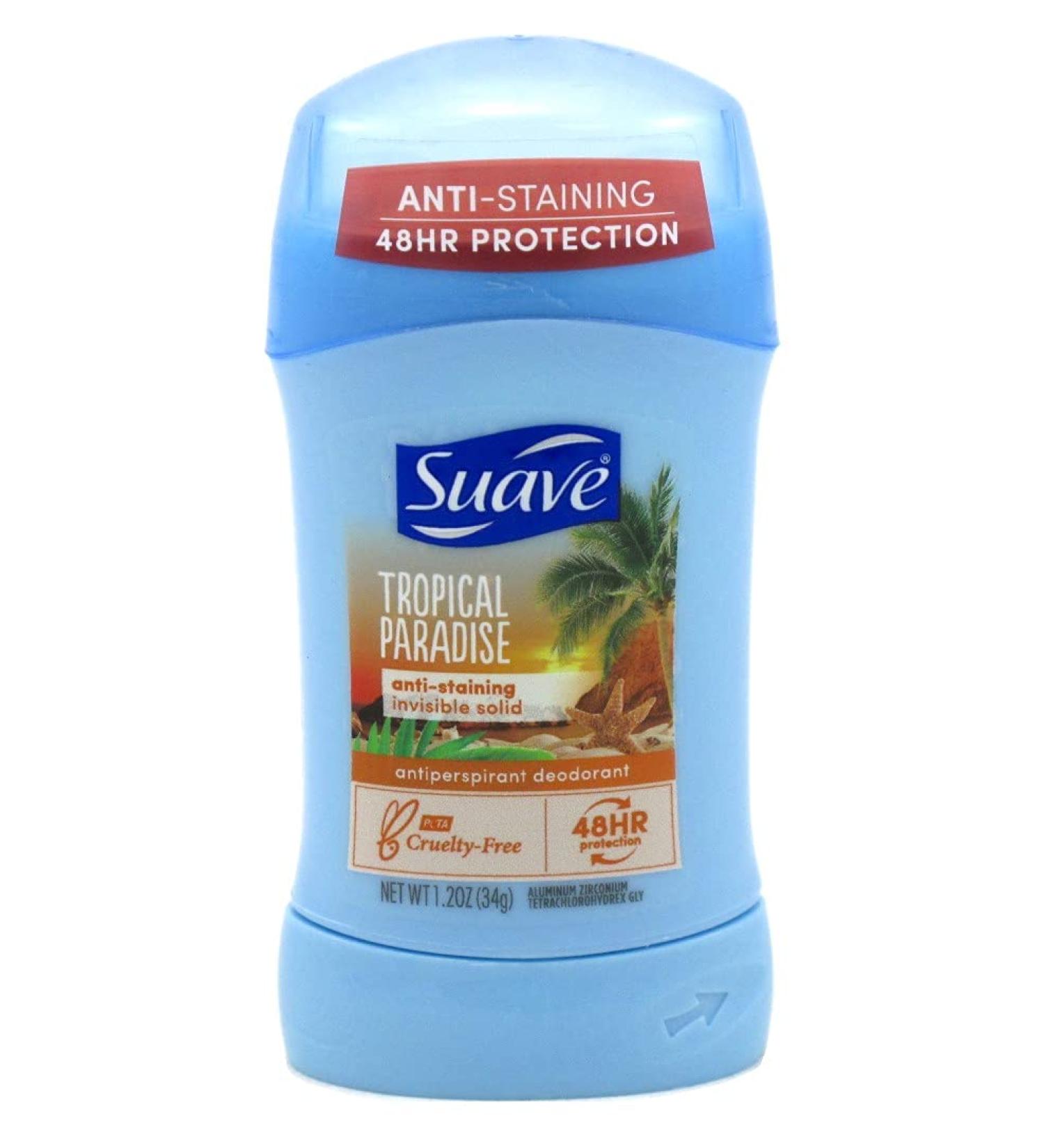 Suave Deodorant 48 Hour Tropical Paradise Invisible Solid 1.2 Ounce (Pack of 6)