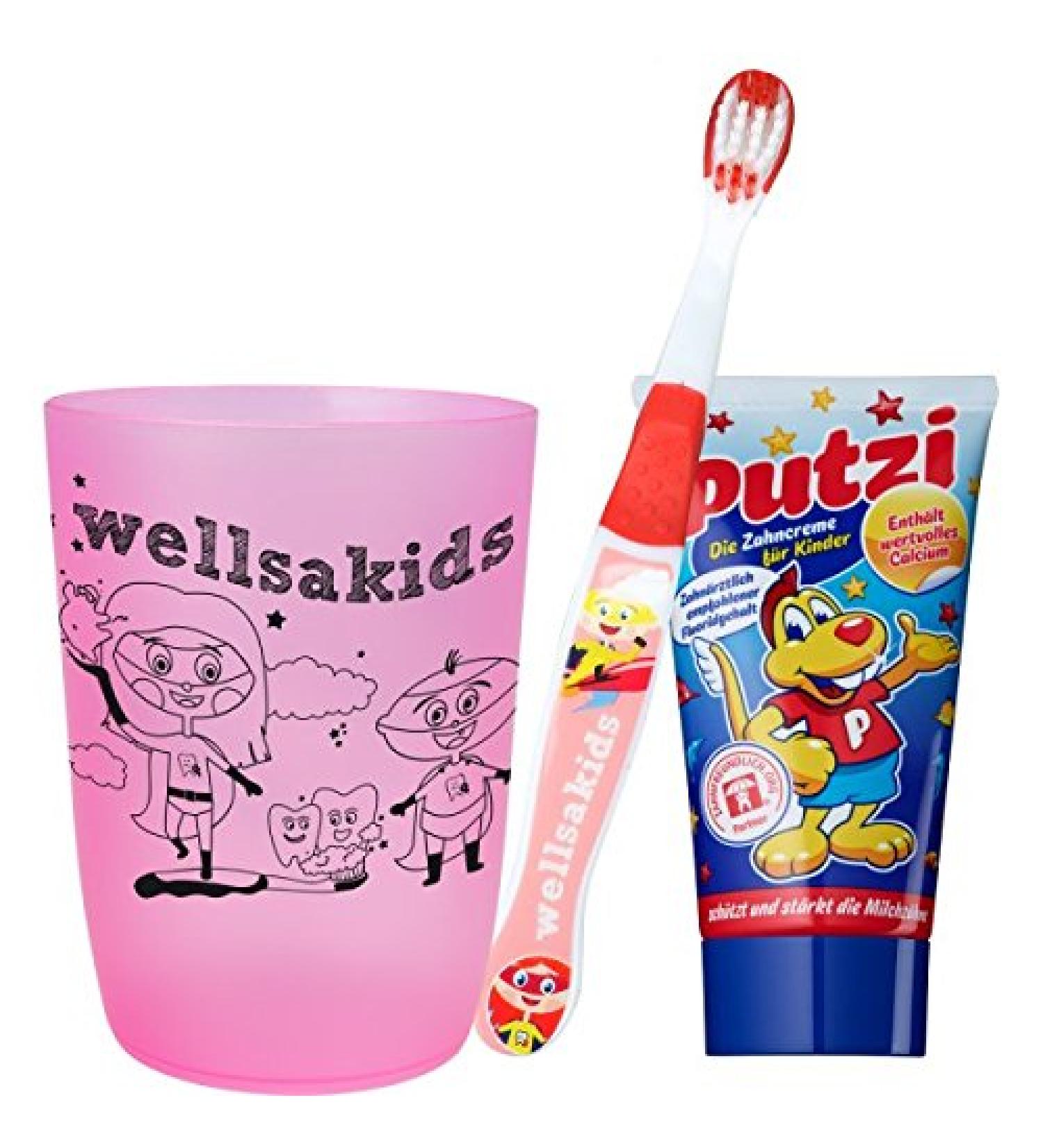wellsamed wellsakids dental care set 3-piece for children set GIRLS pink
