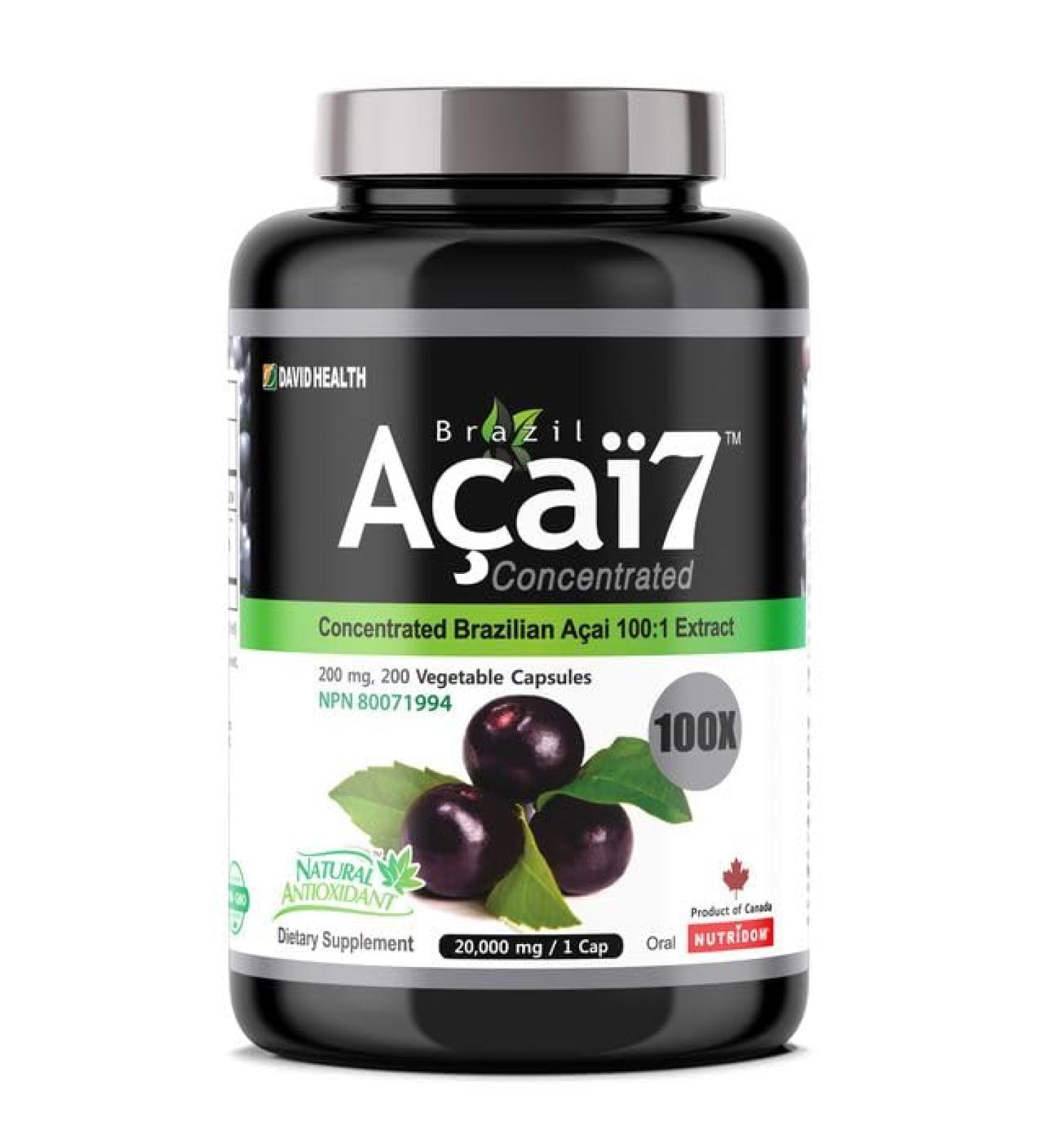 Acai7 Acai Berry Capsules - 20 000mg QCE - 100x Extra Strength Acai Extract Supplement A Natural Source of Antioxidant Non-GMO Vegan Gluten-free Dairy and Soy free (200 Count) - Buy Online on GoSupps.com