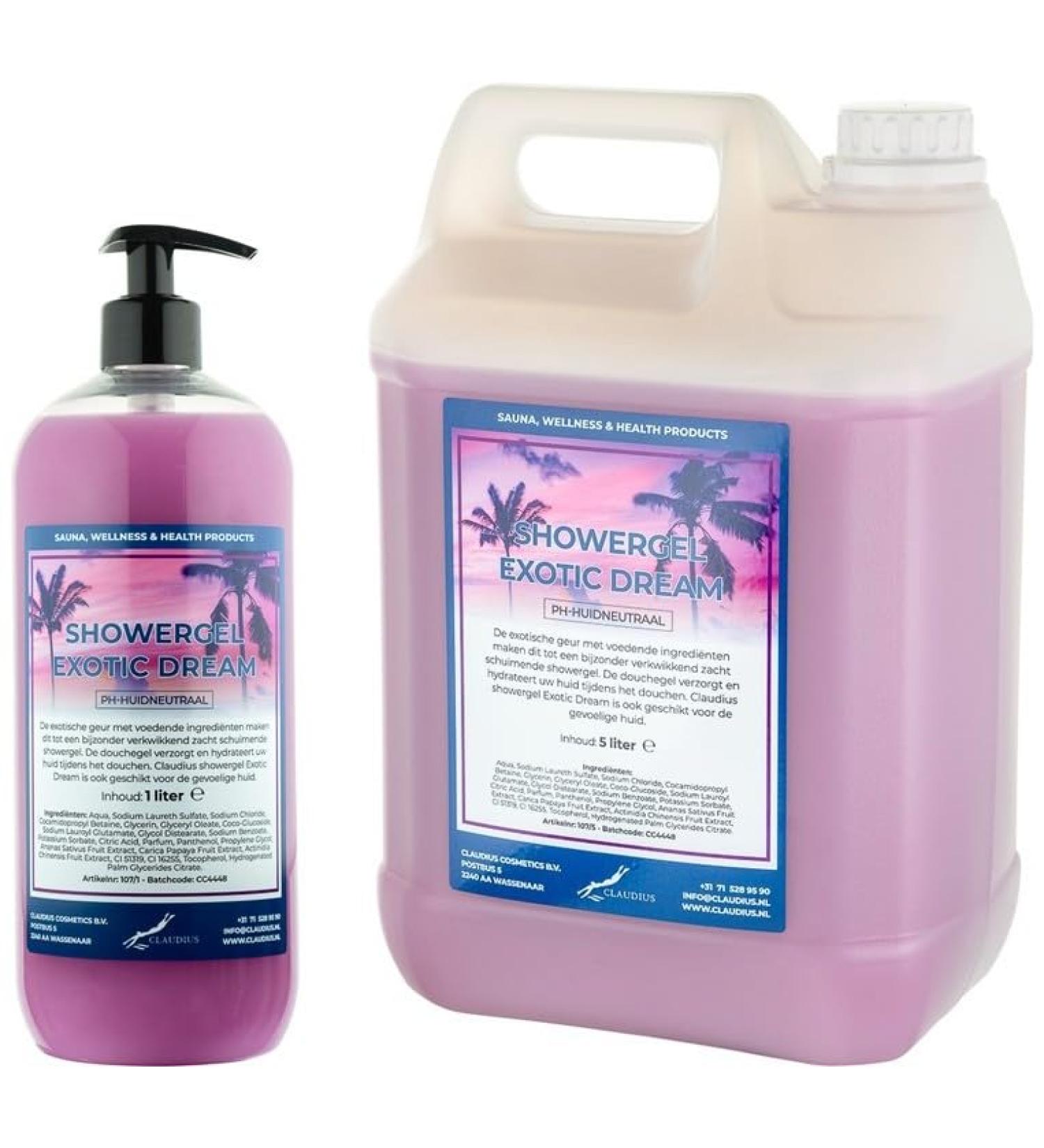 Claudius Showergel Exotic Dream 5 liters + 1 liter with pump transparent