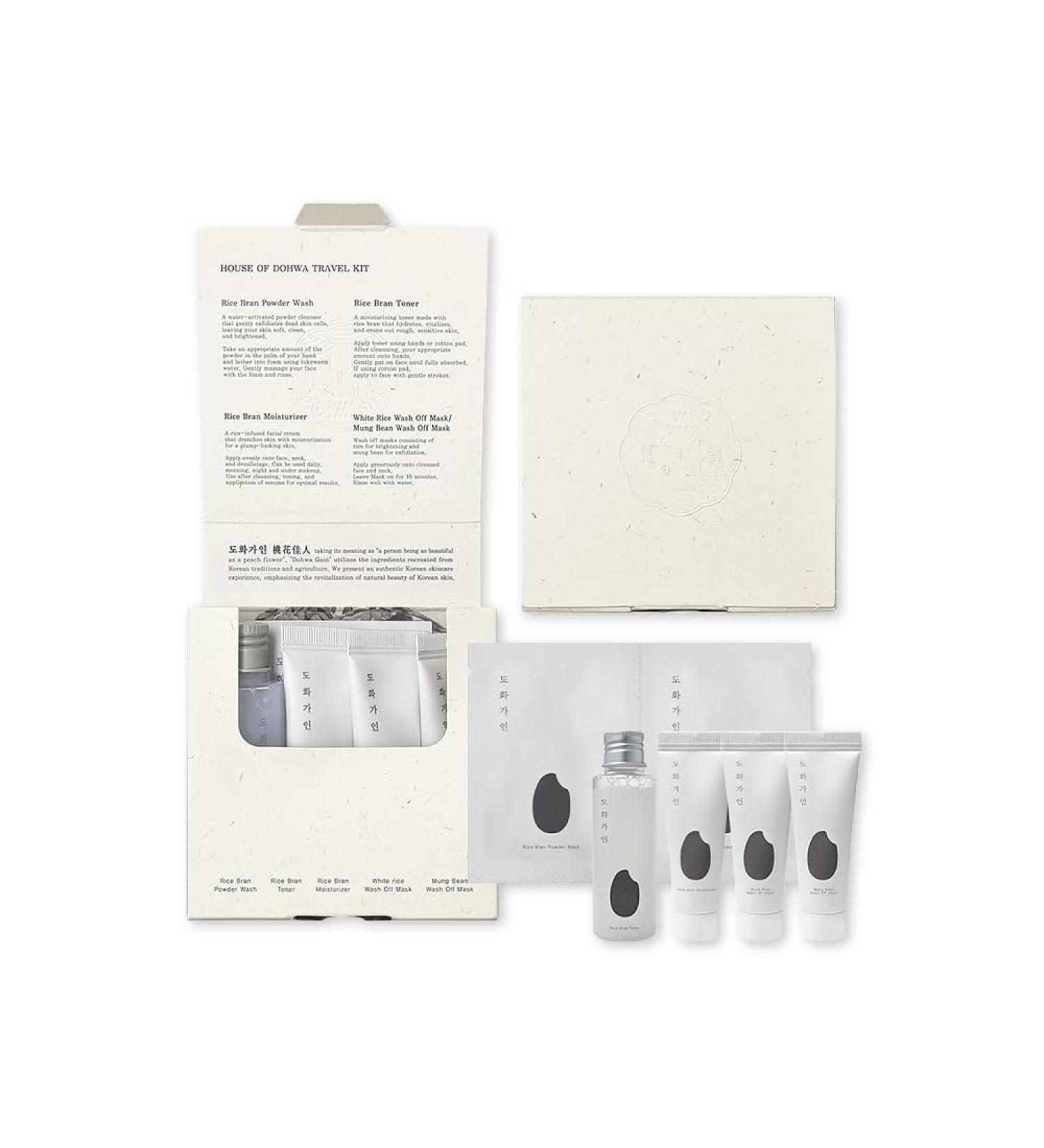 Travel Kit | Essential TSA-Friendly Skincare Set | Exfoliating Cleanser Hydrating Toner Moisturising Cream & 2 Wash Off Masks | Korean Beauty - Buy Online on GoSupps.com