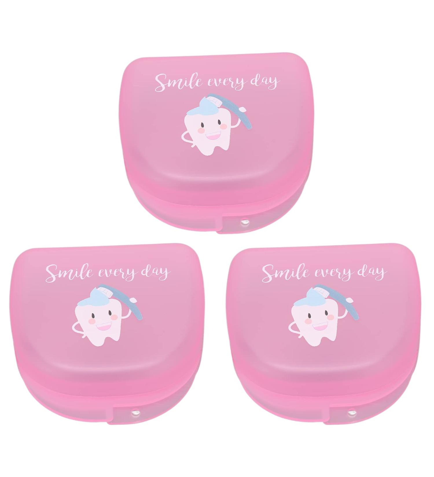 Verdant Touch Orthodontic Retainer Box - 3 Pack Dental Retainer Container for Protection | Pink Denture Case - Buy Online on GoSupps.com