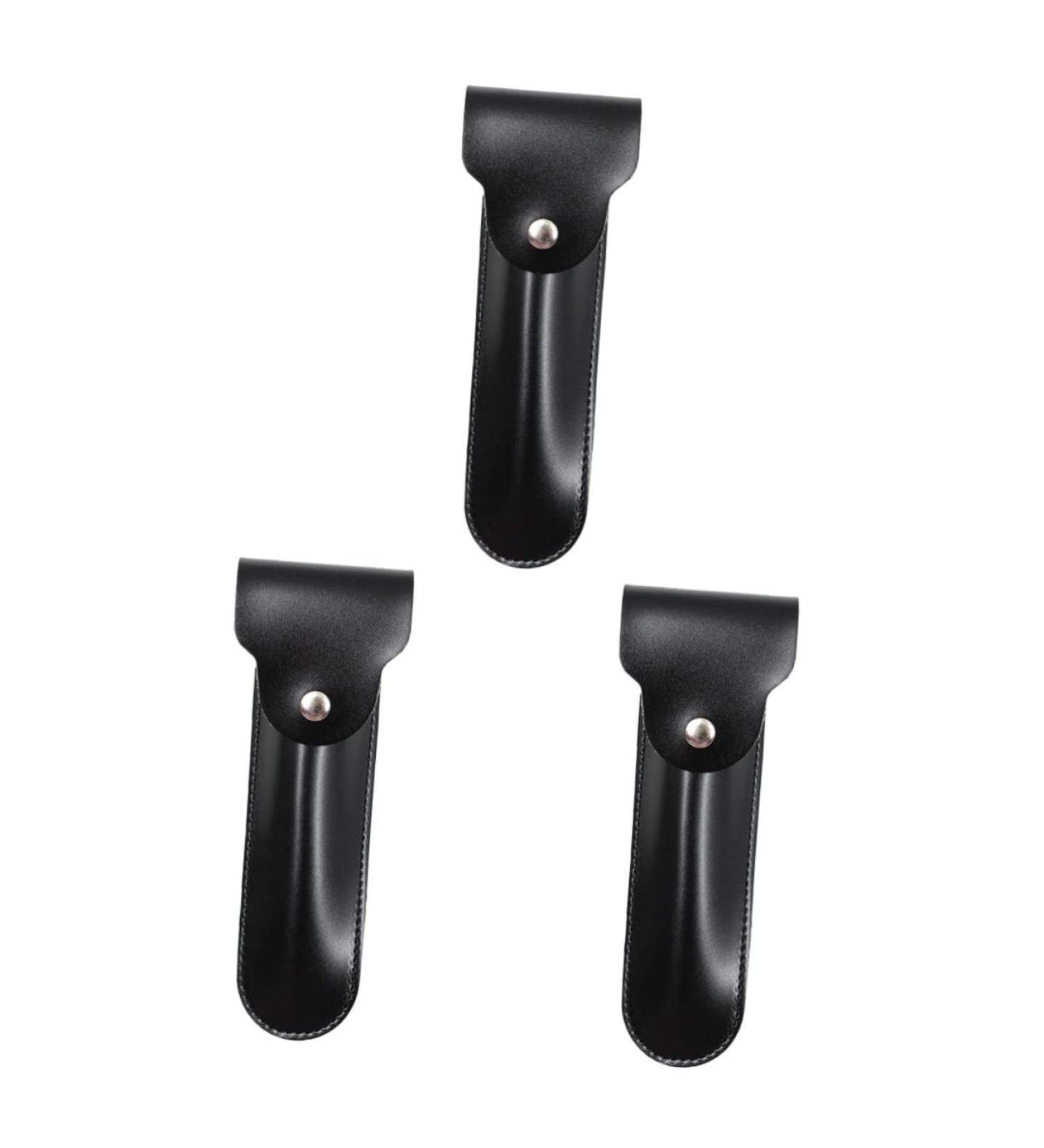 Lalafina Portable Leather Razor Storage Case - Travel Bag for Safety Razors | Black 3-Pack (16.5x4.2cm) - Perfect Shaving Accessories for Men - Buy Online on GoSupps.com
