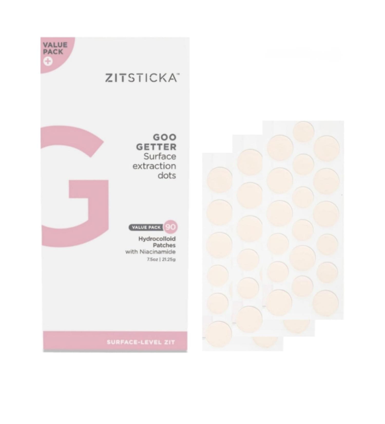 ZitSticka Hydrocolloid (Value Pack 90 Patches) GOO GETTER Pimple Patches to Cover Zits & Blemishes. Acne Treatment or Healing Acne Dots Exfoliating & Moisturizing Skin. Zit Patch and Pimple Stickers.