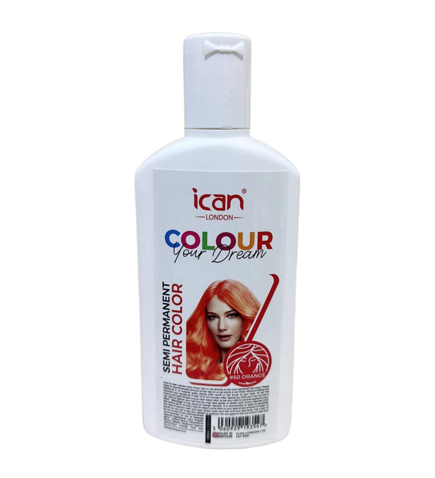 ican London Colour Your Dream Semi Permanent Hair Color 100ml (60-ORANGE)