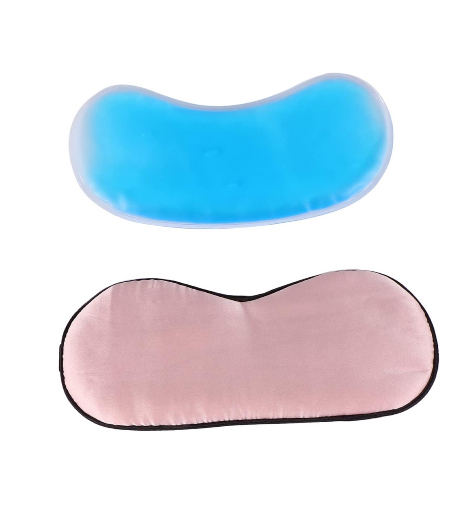Angoily Silk Eye Mask with Ice Sheet Pink Gel Sleeping Mask for Kids & Adults | 21x9cm Facial Eye Plaster for Relaxation & Sleep - Buy Online on GoSupps.com