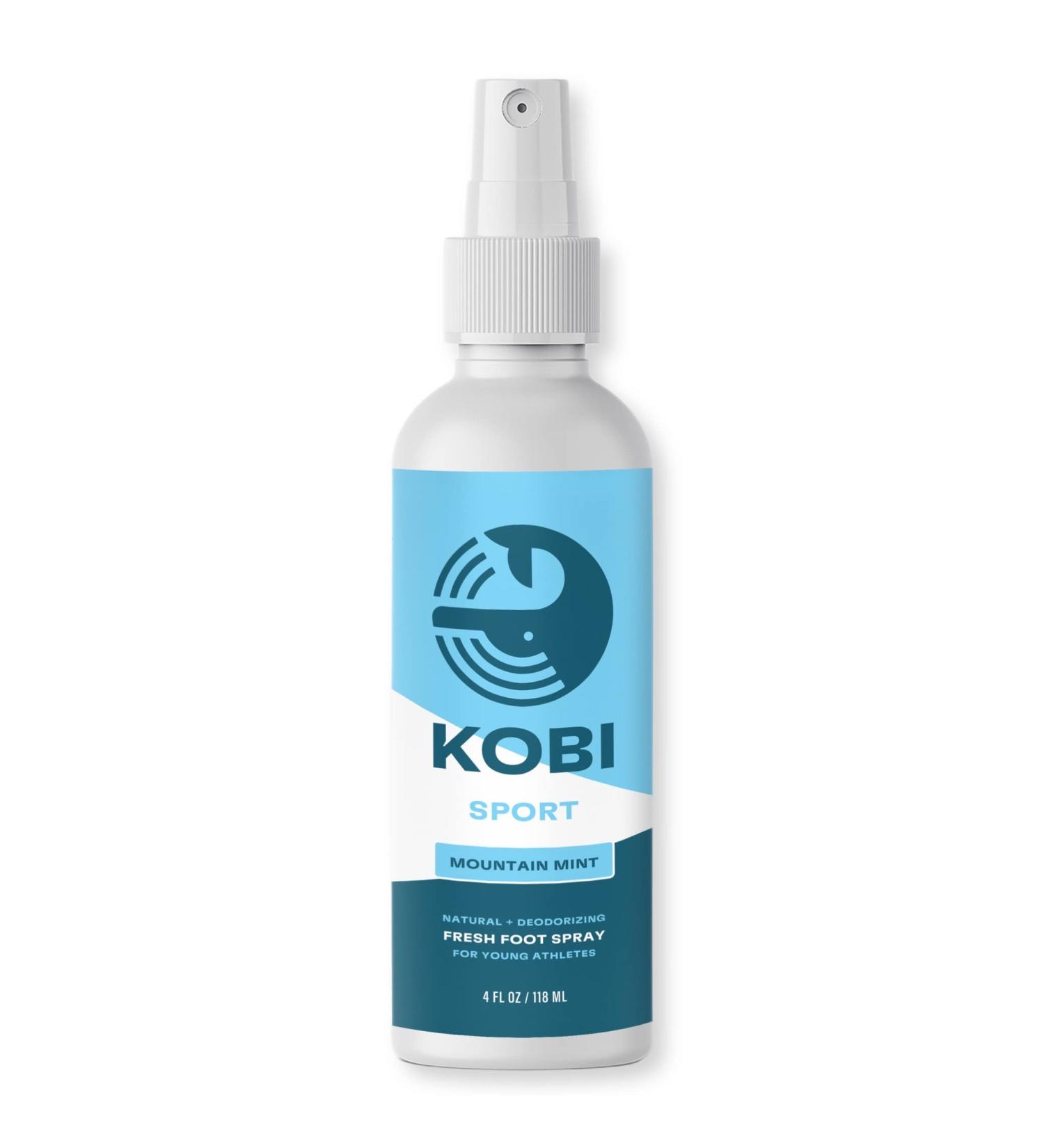Kobi Natural Foot Deodorant Spray for Kids | Eliminate Shoe Odor | Kid-Safe Mountain Mint | 4 Fl Oz - Buy Online on GoSupps.com
