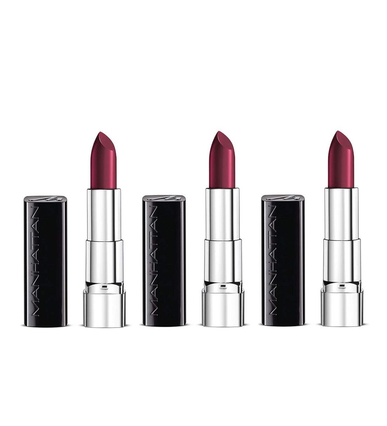 Manhattan Moisture Renew Lipstick creamy lipstick moisturising intense long-lasting (pack of 3) (940 Glam Plum)