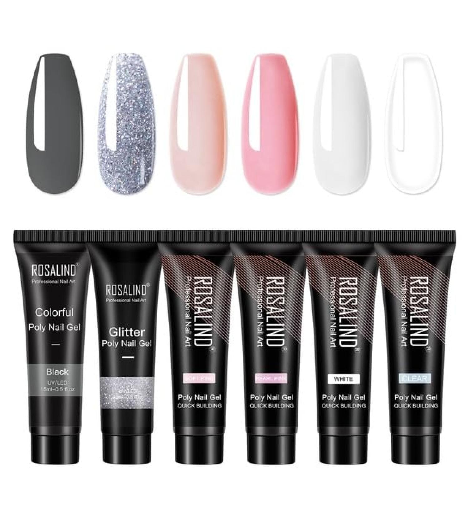 Rosalind 6pcs/Lot Poly Nail Gel Kit Extension Builder Acrylic Art UV Gel Polish Manicure Set Hybrid Varnishes Semi Permanent - (Color: RE-6GELSTOOL-15) - Buy Online on GoSupps.com
