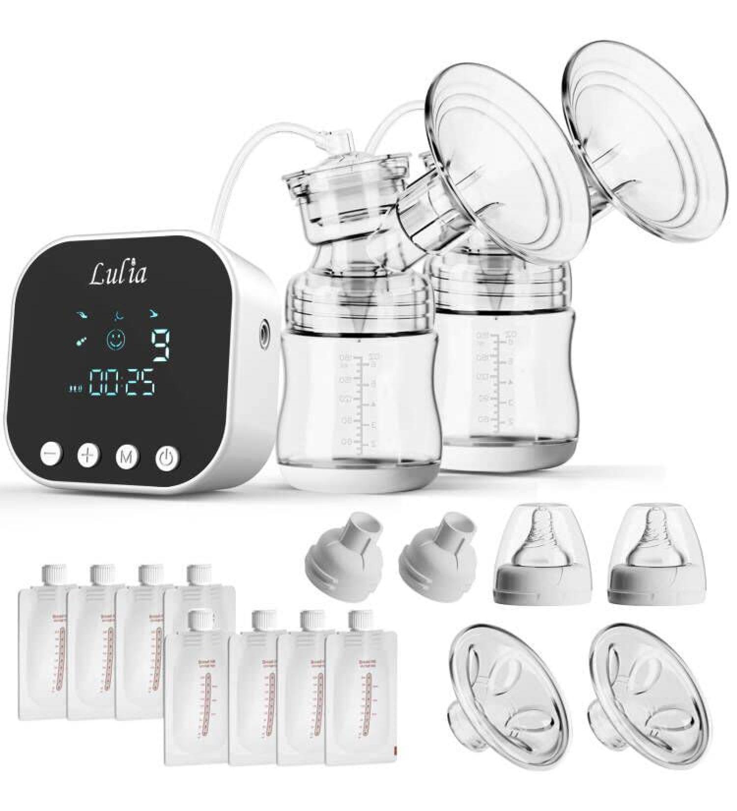 2023 Upgraded Double Electric Breast Pump with 8 Pouches, Adapters | Pain-Free, Powerful, Portable Silicone Pump - White-02 - Buy Online on GoSupps.com