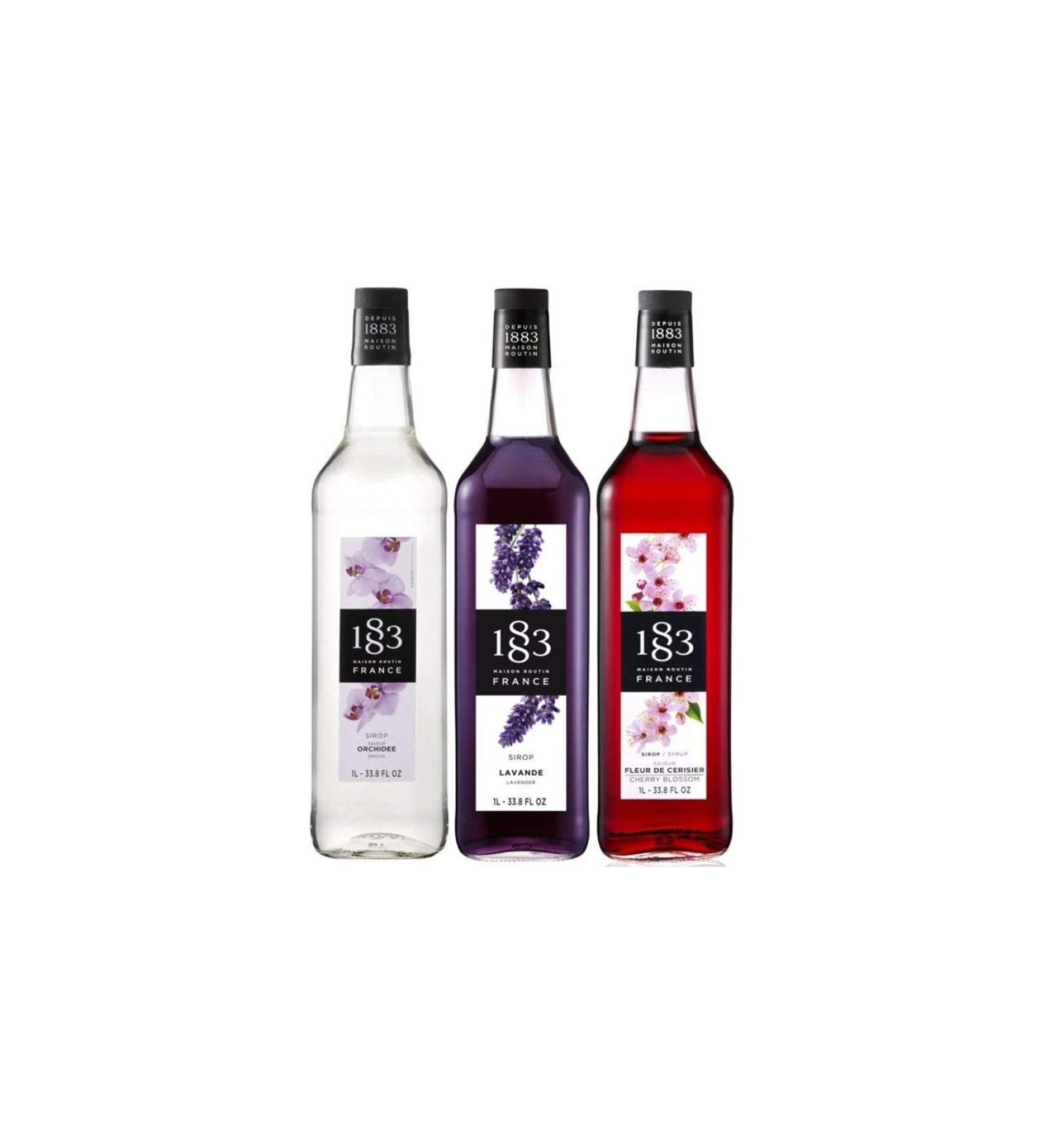 Floral assortment: orchid, lavender and cherry blossom syrup