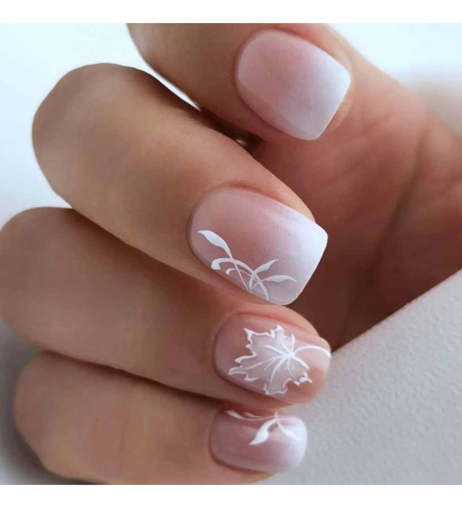 Foccna Gradient Nude Press on Nails - 24pcs Medium Short Square Acrylic False Nails for Women & Girls - Perfect for Every Occasion - Buy Online on GoSupps.com