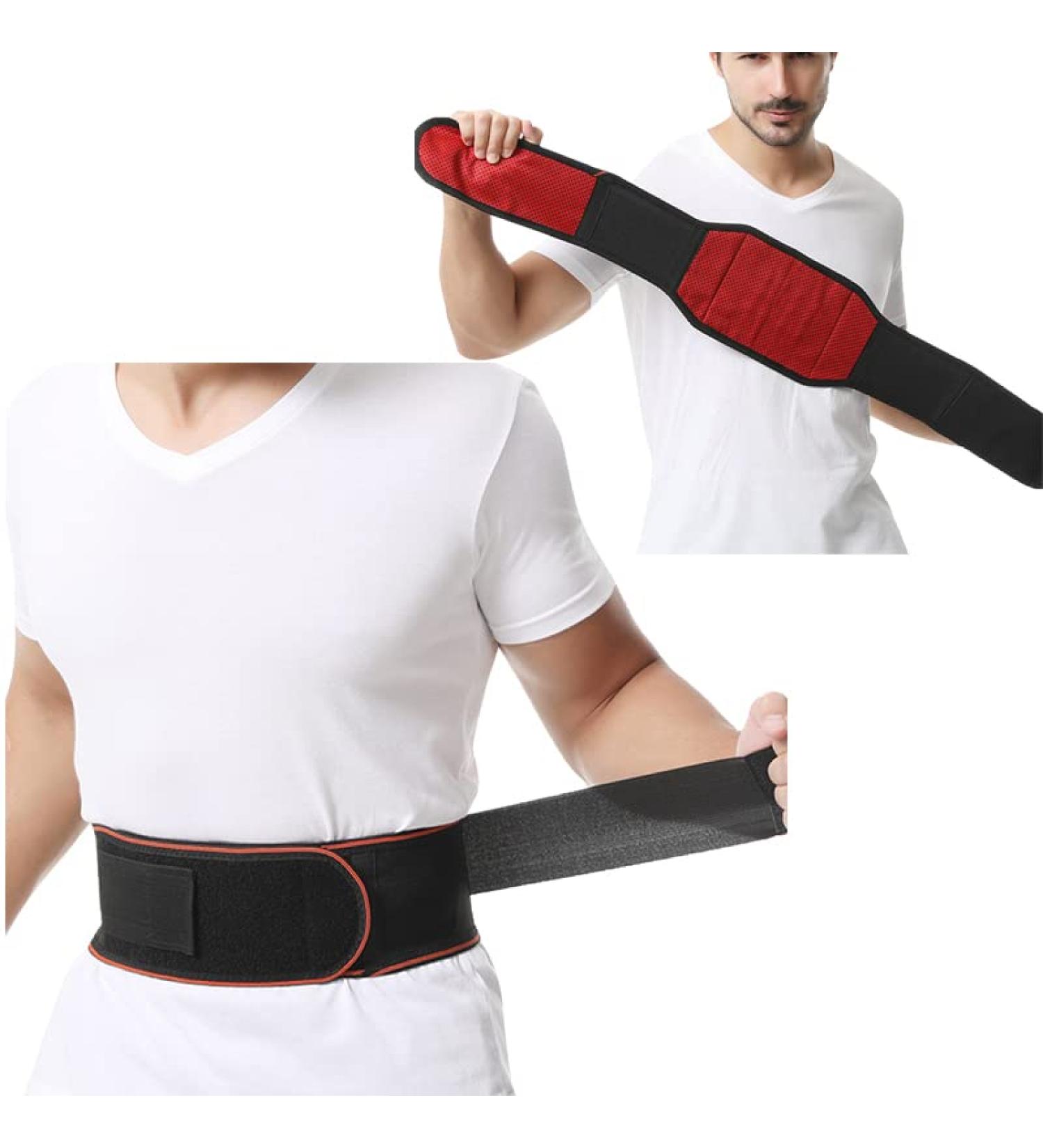 IPENNY Self-Heating Waist Support Belt | Adjustable Compression Straps for Men & Women | Lumbar Pain Relief - L-Black (32.8-35.4 inches - Buy Online on GoSupps.com