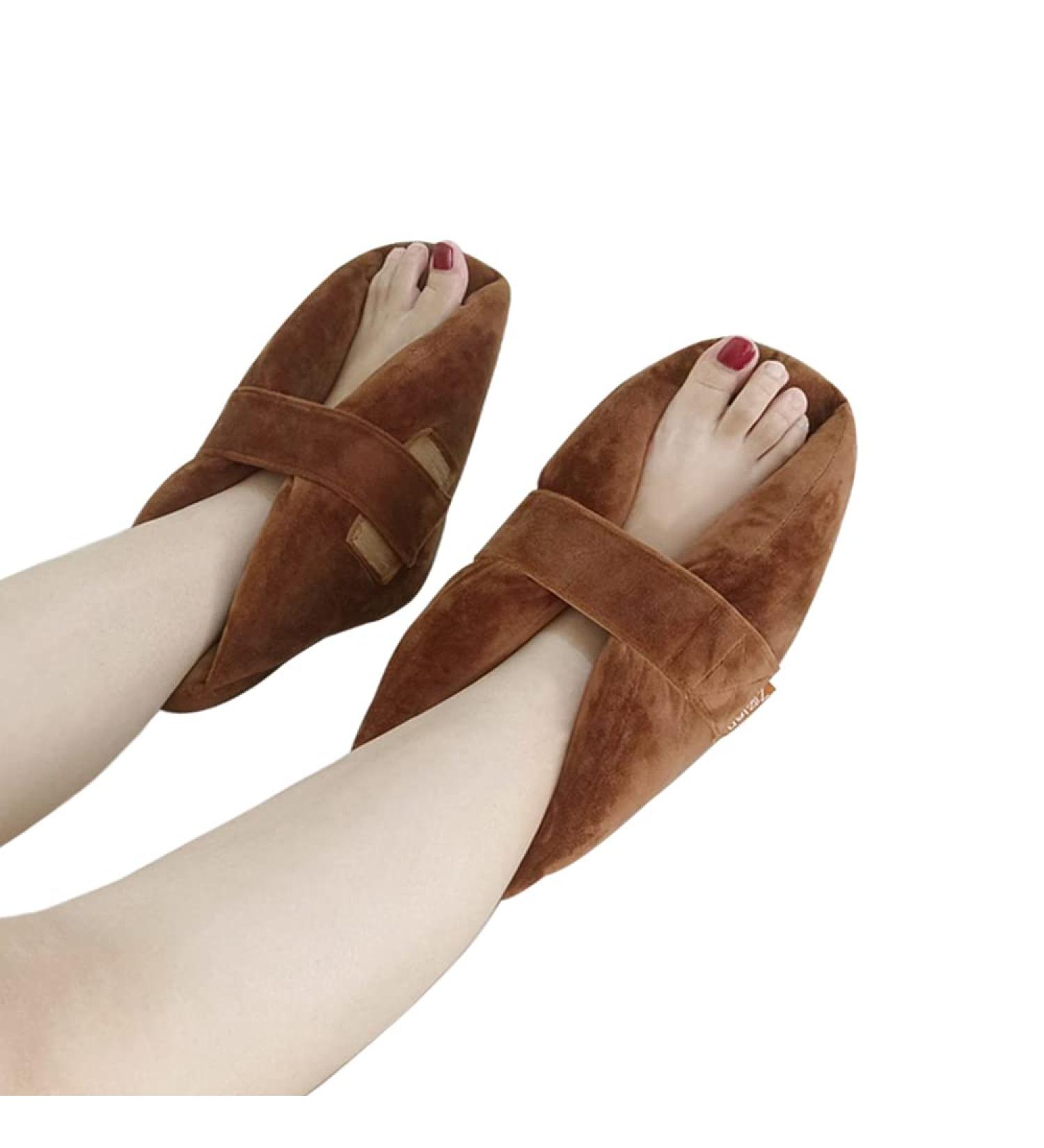 Foot Support Heel Cushion Pillow for Pressure Sores - 2 Pcs Pack, Brown - Heel Ankle Protectors for Bed Sores, Ulcers, Pain Relief - Buy Online on GoSupps.com